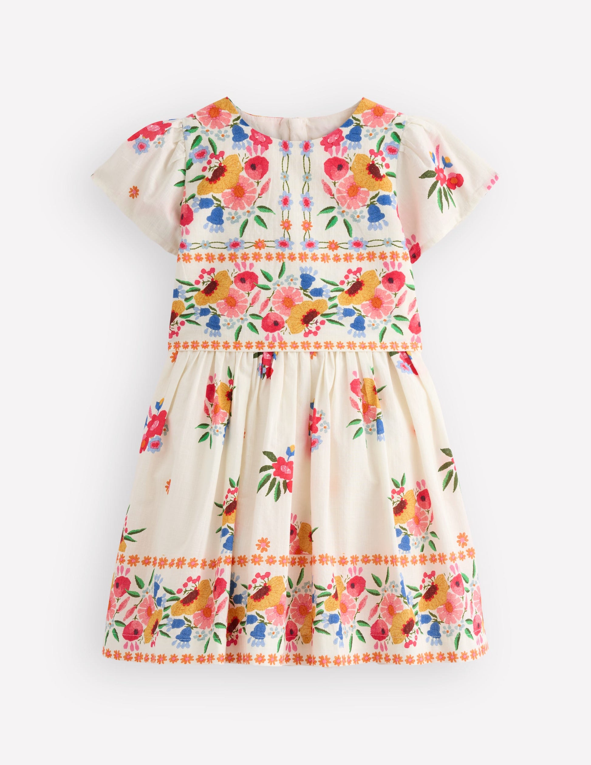 Pretty Cape Dress-Multi Vintage Floral Placement-1