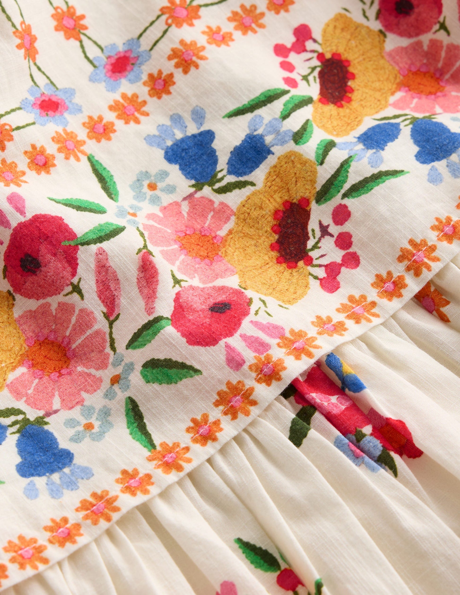 Pretty Cape Dress-Multi Vintage Floral Placement-3