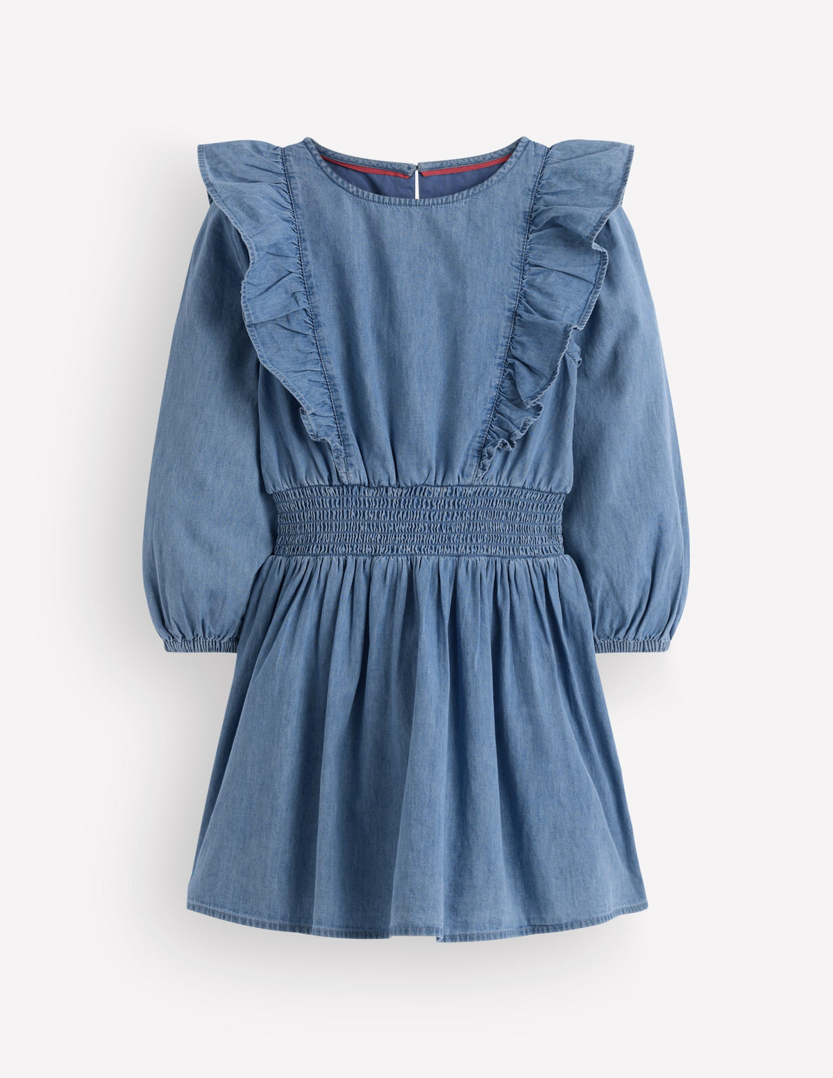 Shirred Drop Waist Dress-Light Denim - Image 1