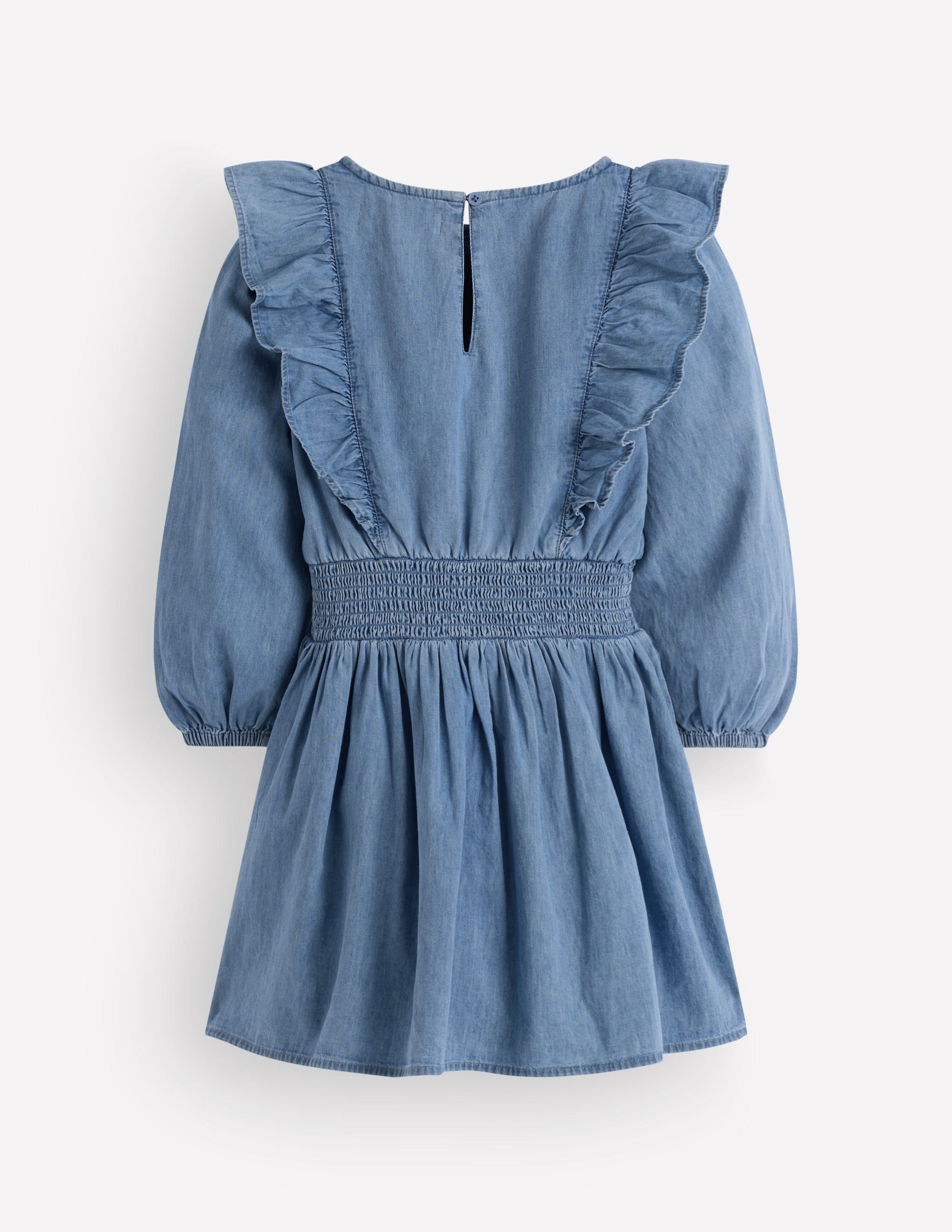 Boden Girls Shirred Drop Waist Dress in Blue