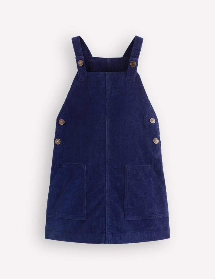 Adeline A-line Overalls Dress-Navy Cord
