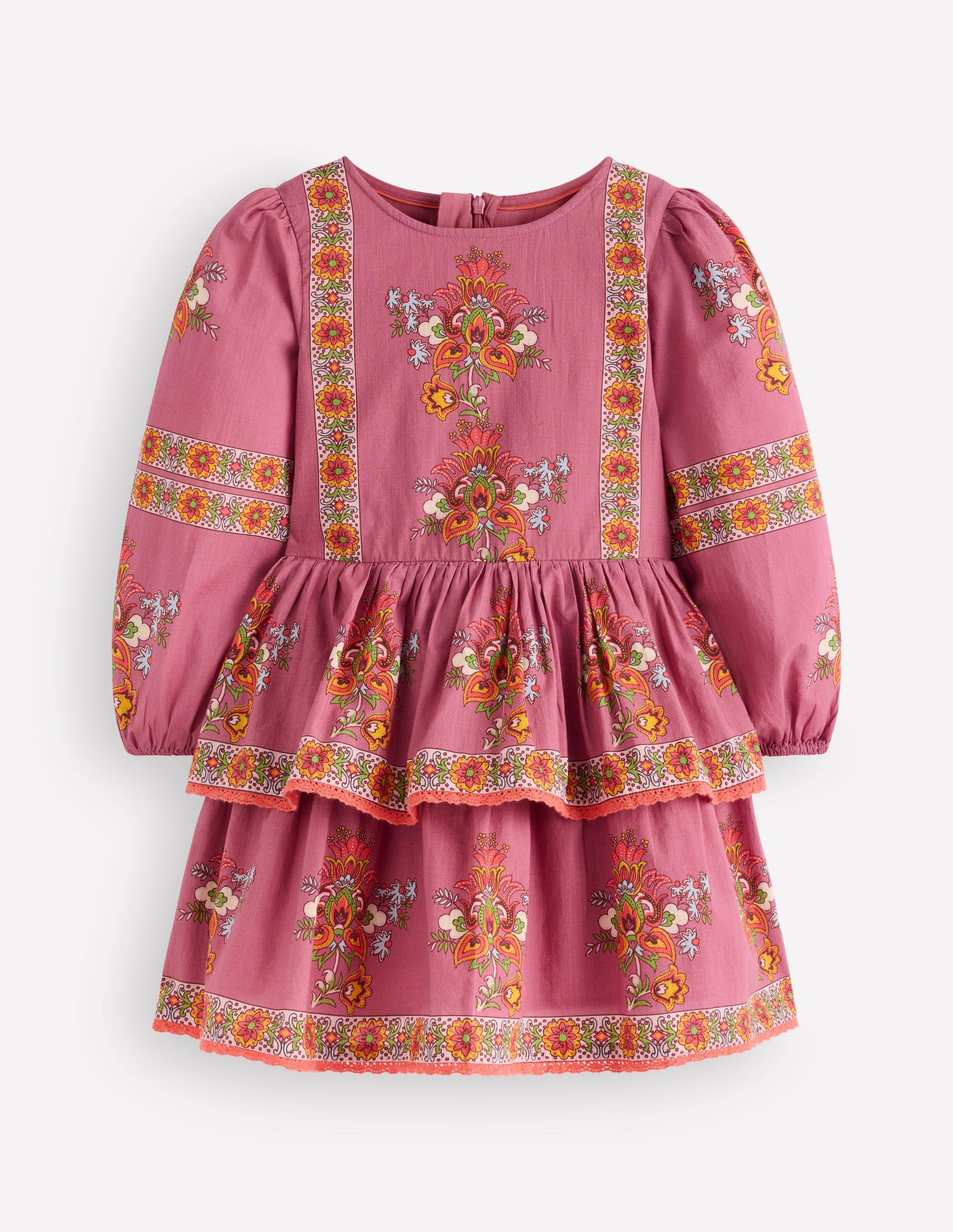 Printed Tiered Woven Dress-Pink Floral Placement - Image 2