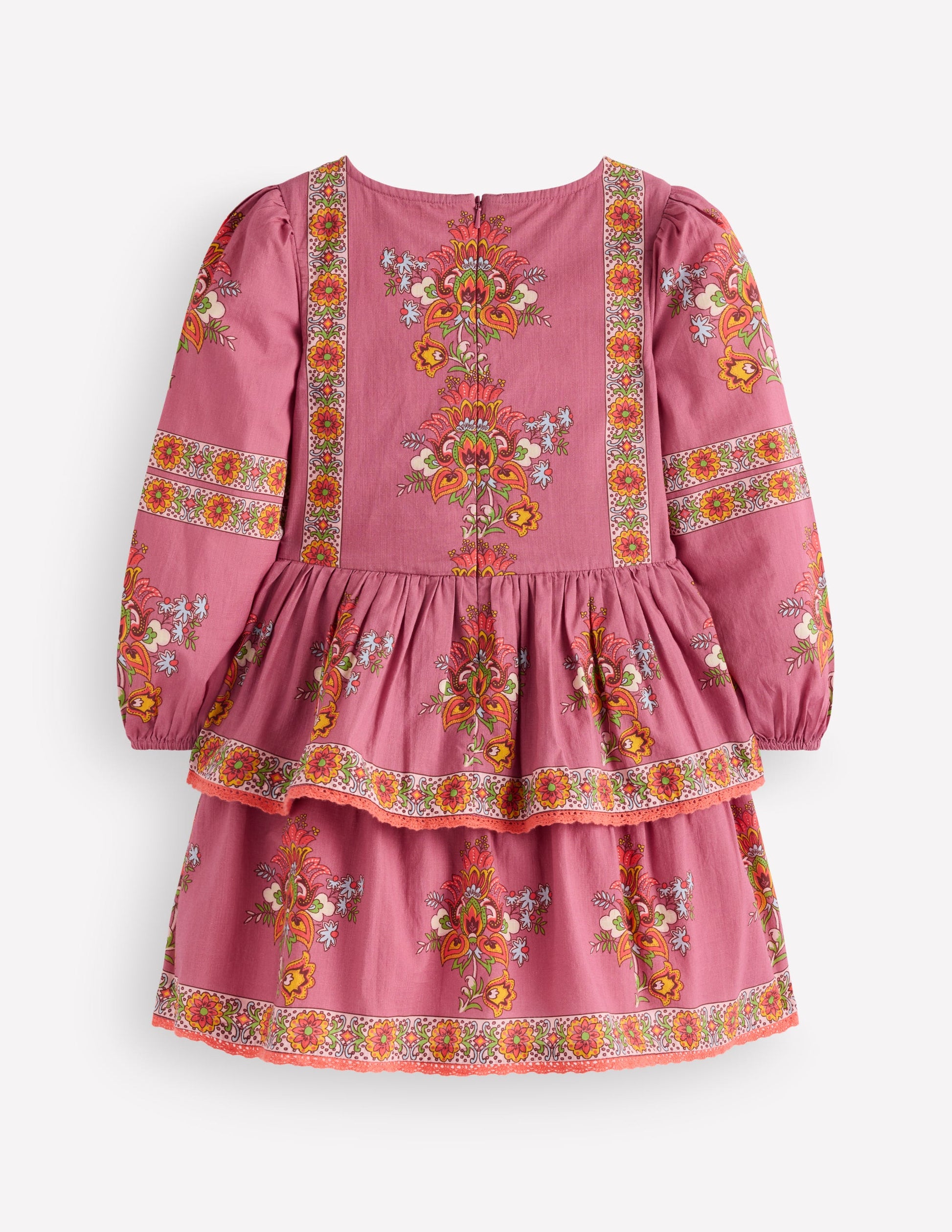 Printed Tiered Woven Dress-Pink Floral Placement-3