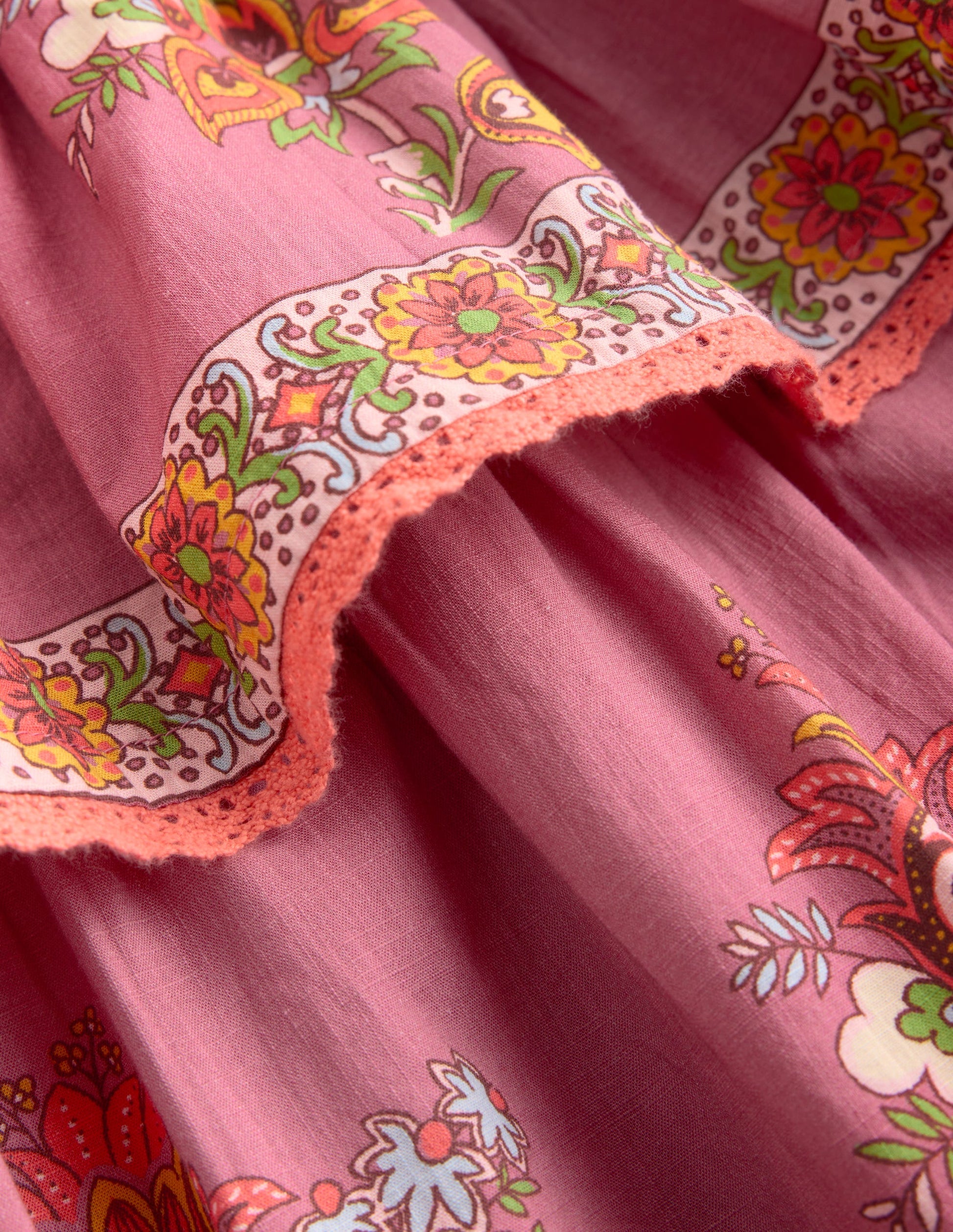 Printed Tiered Woven Dress-Pink Floral Placement-4
