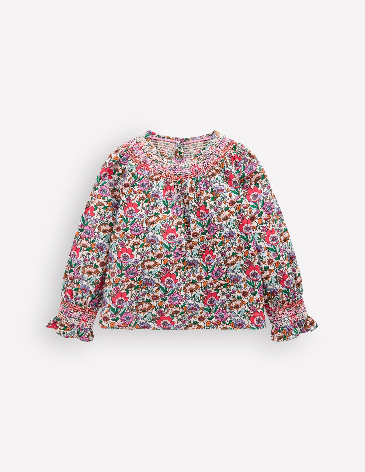 Smocked Printed Blouse-Soft Cream Floral Field - Image 1