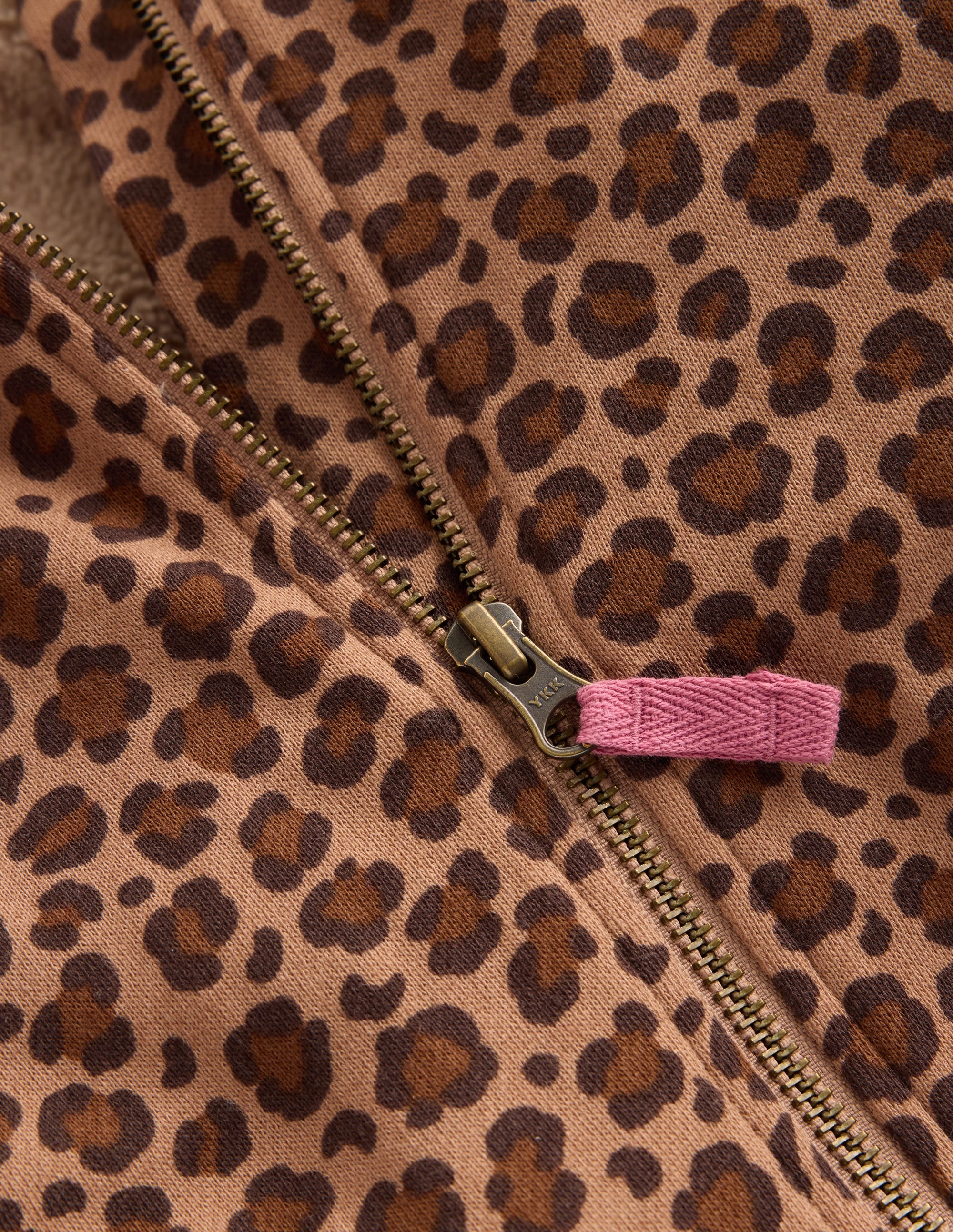 Fleece Lined Zip-Through-Milk Chocolate Brown Leopard - Image 5