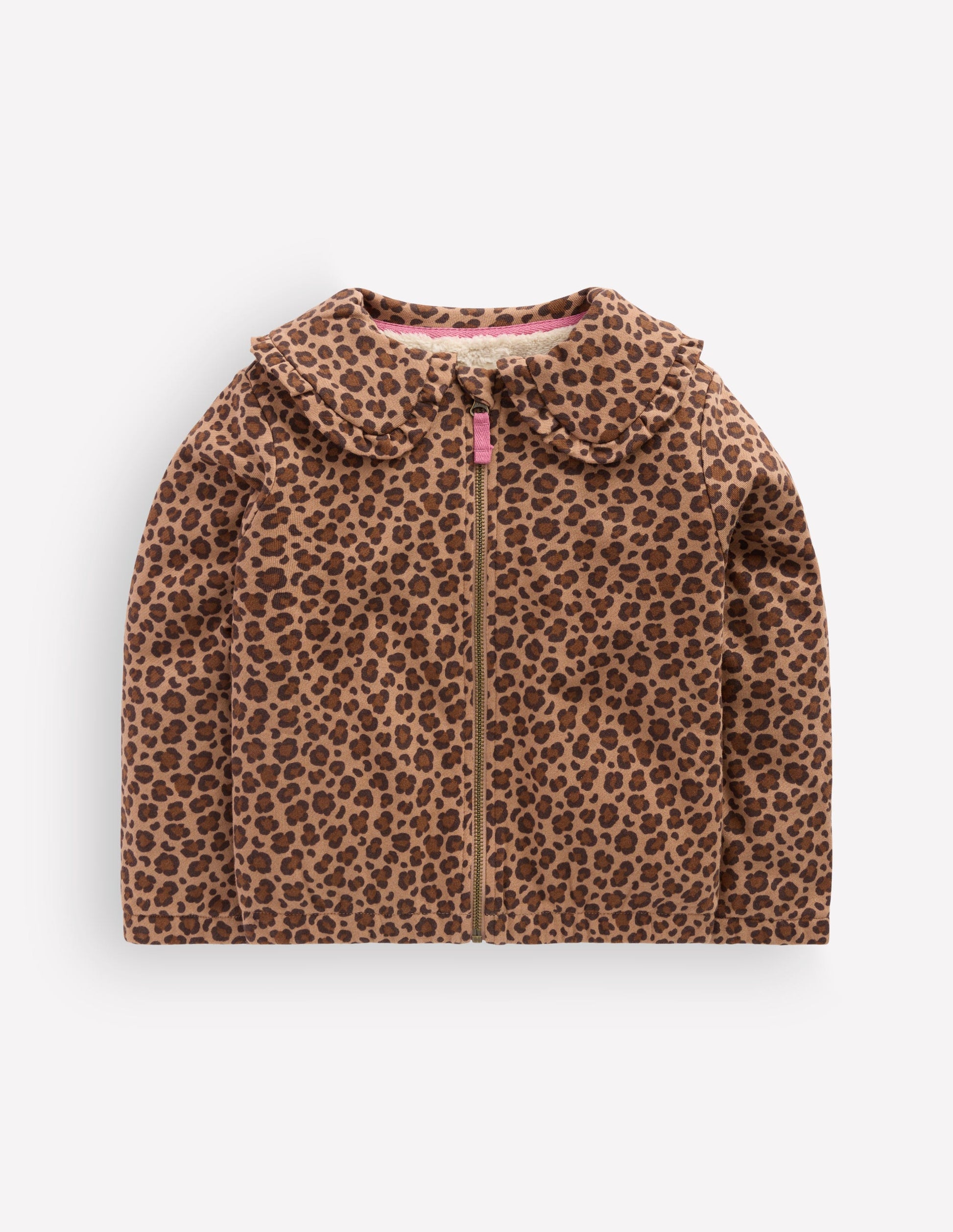 Fleece Lined Zip-Through-Milk Chocolate Brown Leopard-3