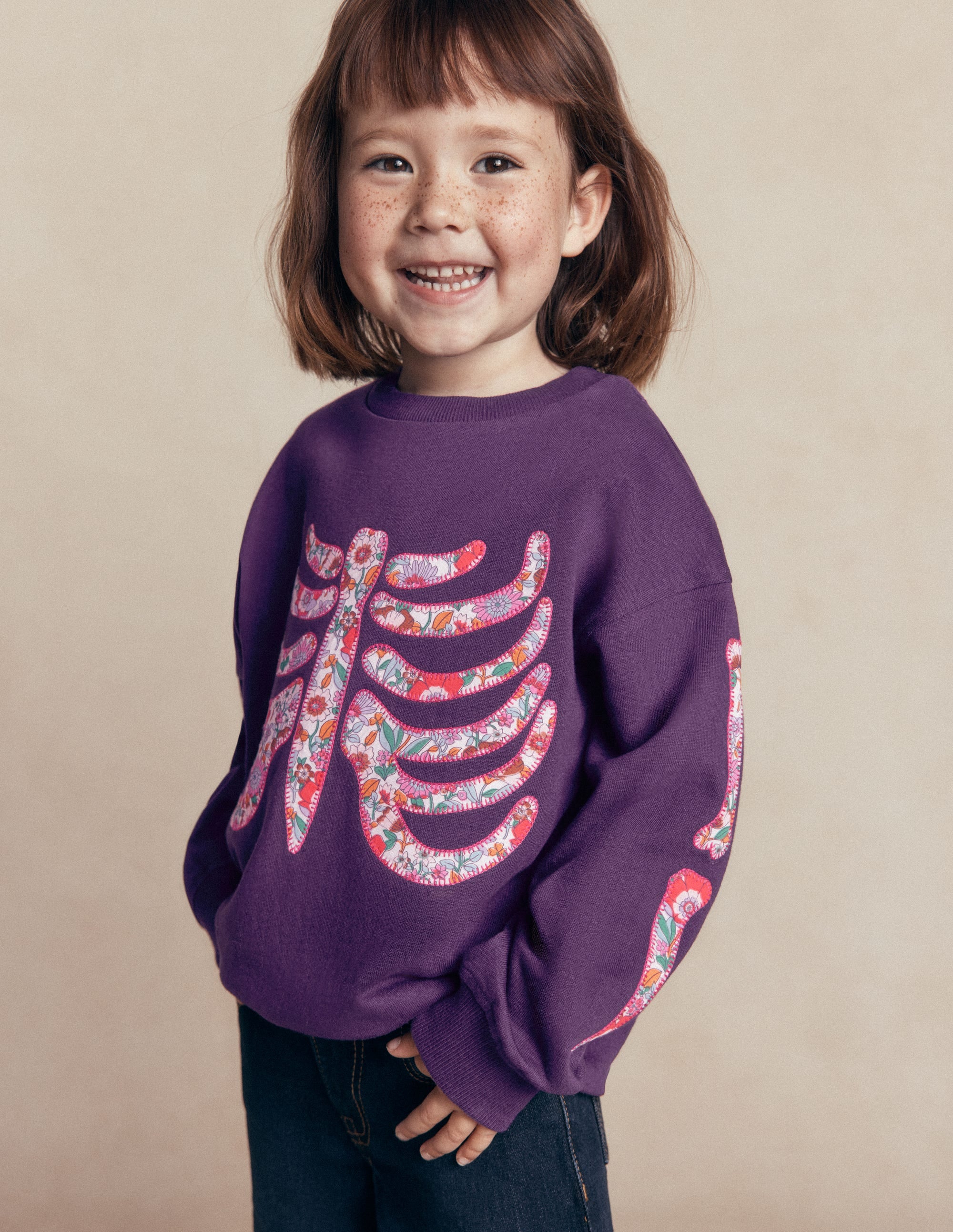 Bobbie Appliqué Sweatshirt-Calla Lily Purple Skeleton - Image 2