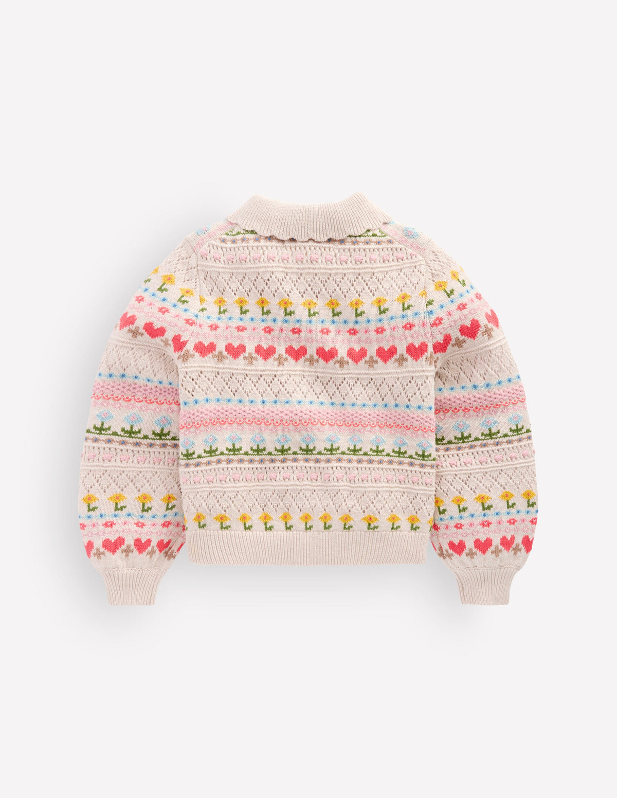 Collared Cardigan-Oatmeal Marl Flowers - Image 2