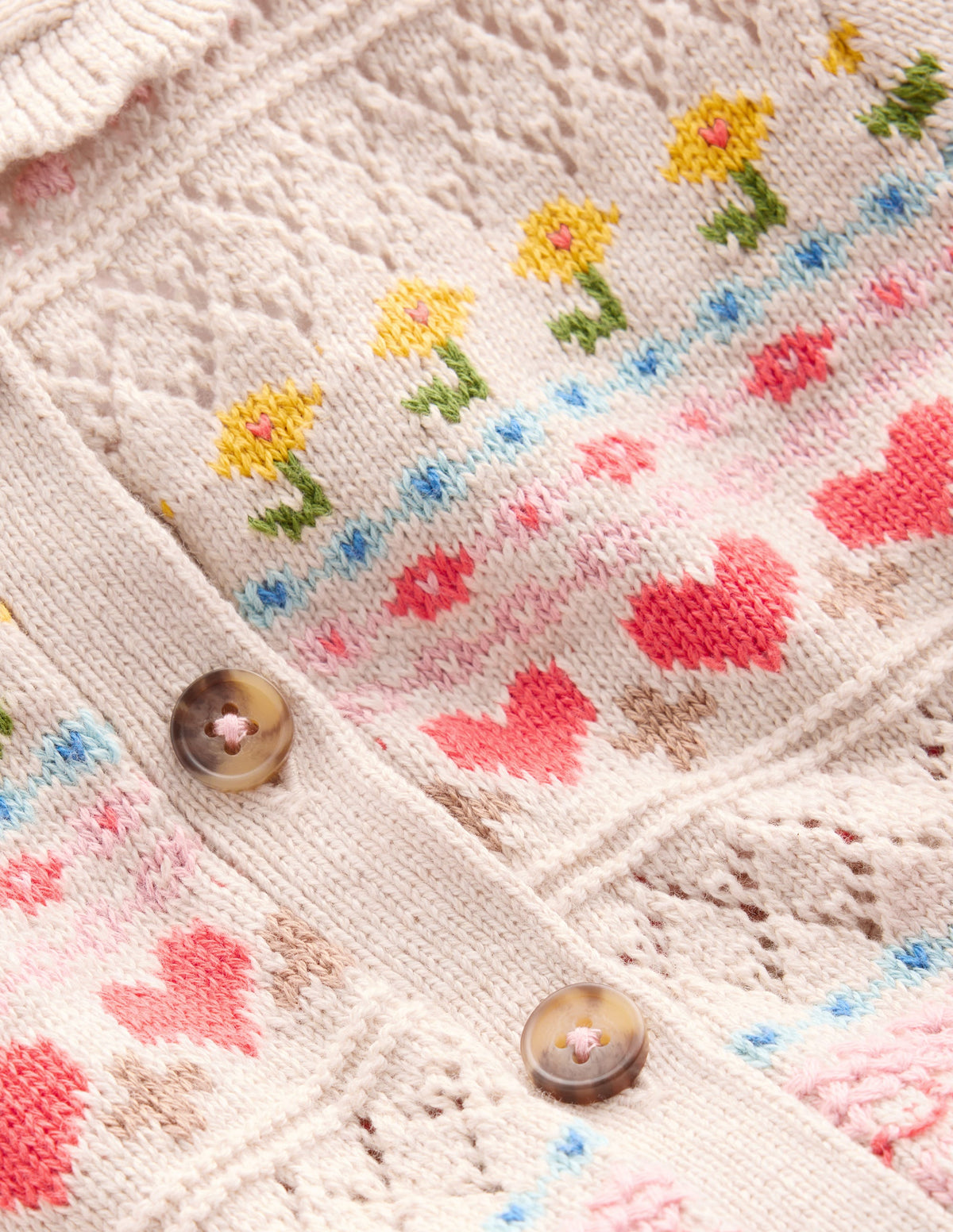 Collared Cardigan-Oatmeal Marl Flowers - Image 3