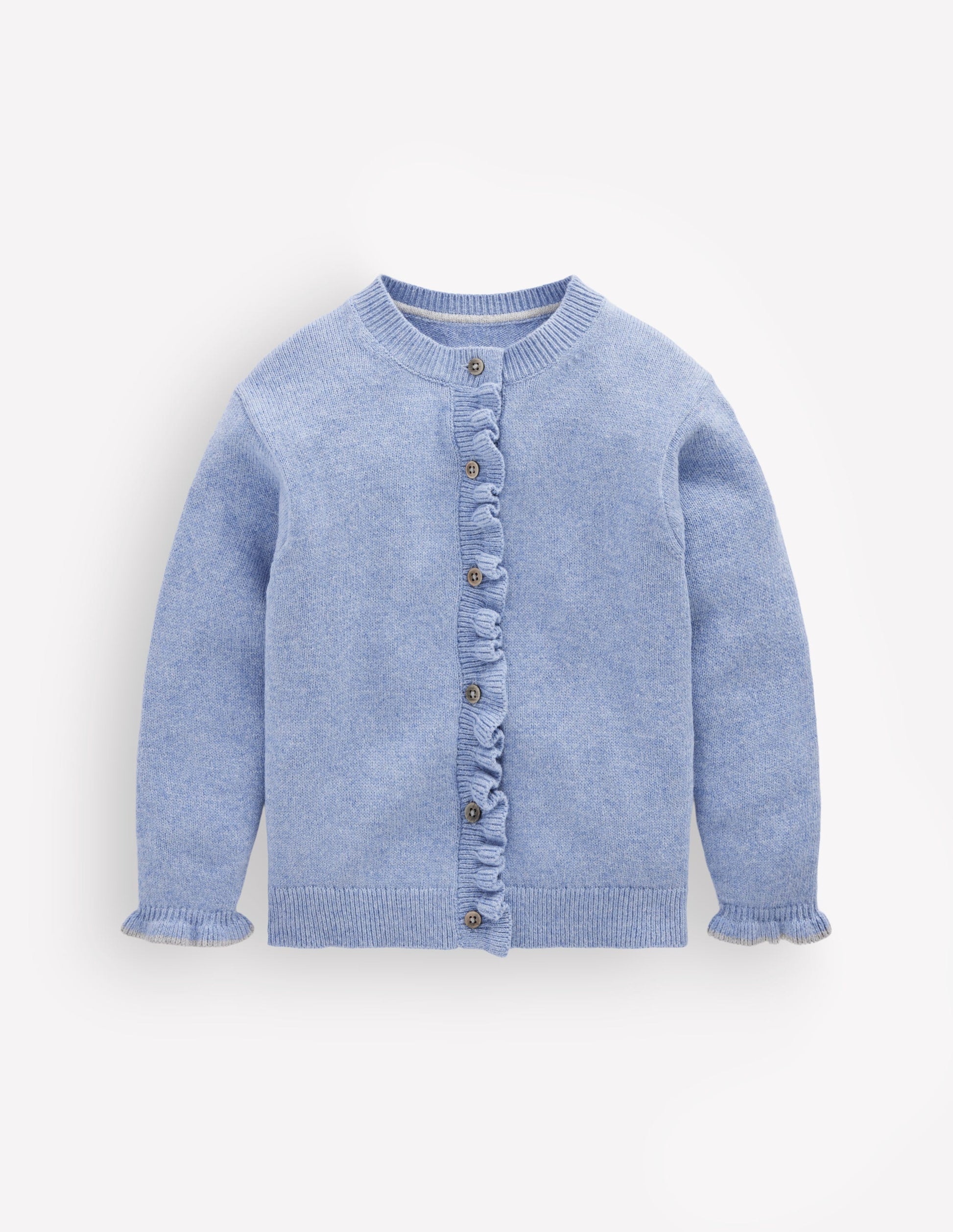 Everyday Frilled Cardigan-French Blue Marl-3