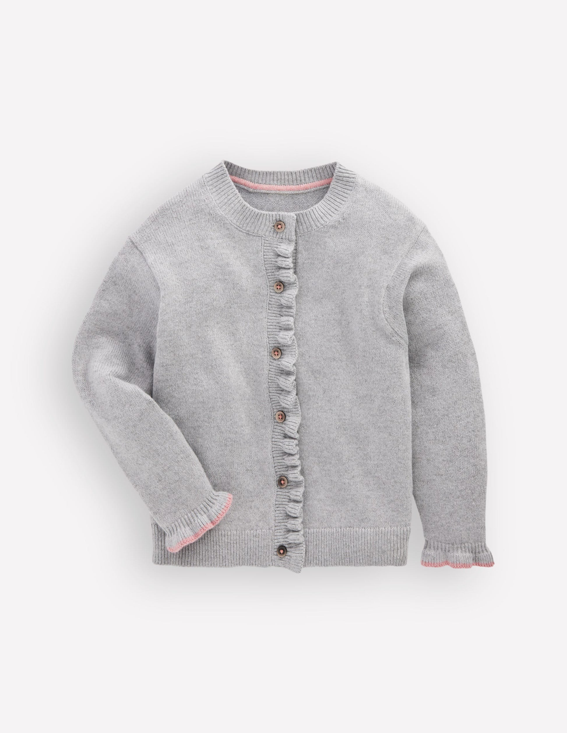 Everyday Frilled Cardigan-Grey Marl-3