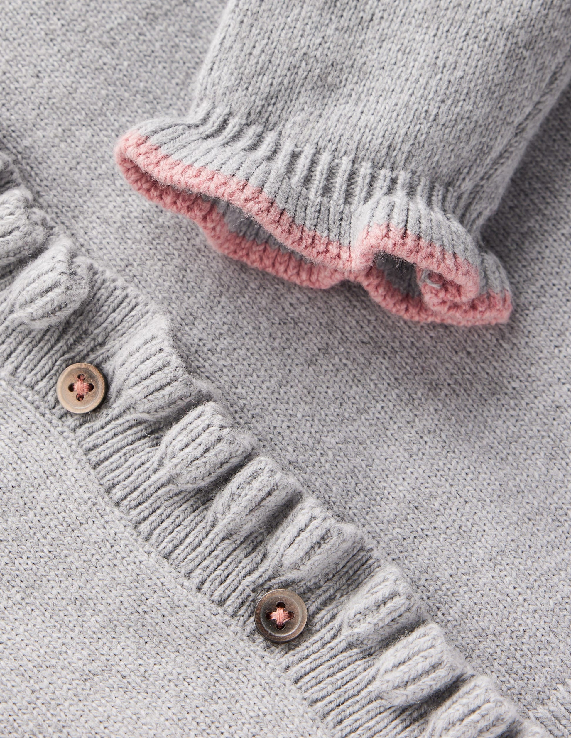 Everyday Frilled Cardigan-Grey Marl-5