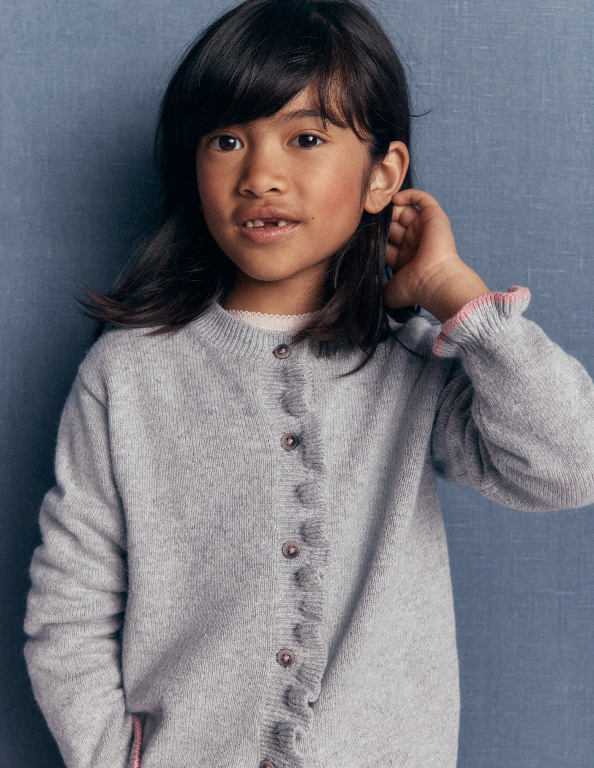 Everyday Frilled Cardigan-Grey Marl - Image 2