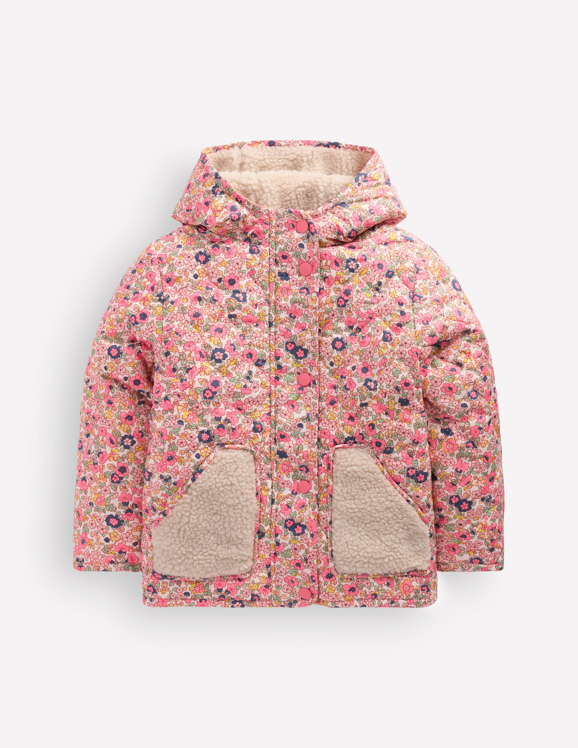 Borg Padded Jacket-Pink Flowerbed - Image 1