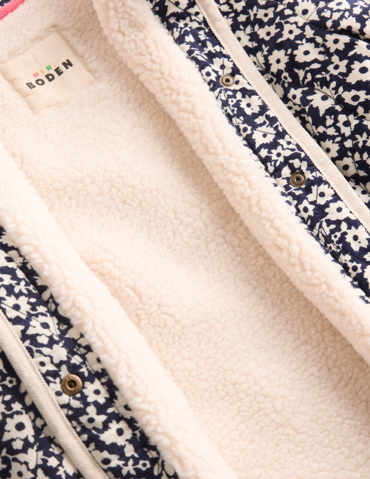 Quilted Cord Jacket-Navy Floral Print-4