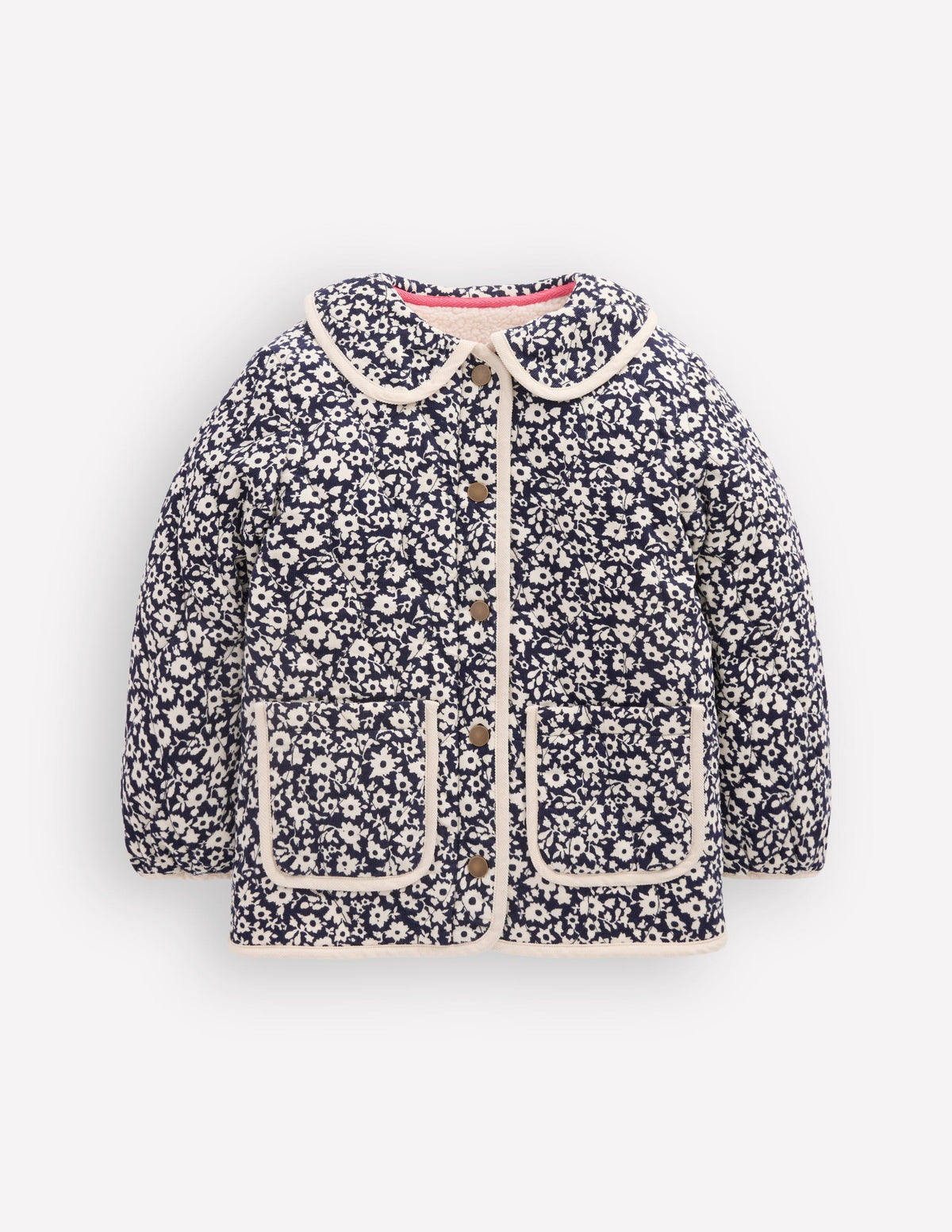 Quilted Cord Jacket-Navy Floral Print - Image 1