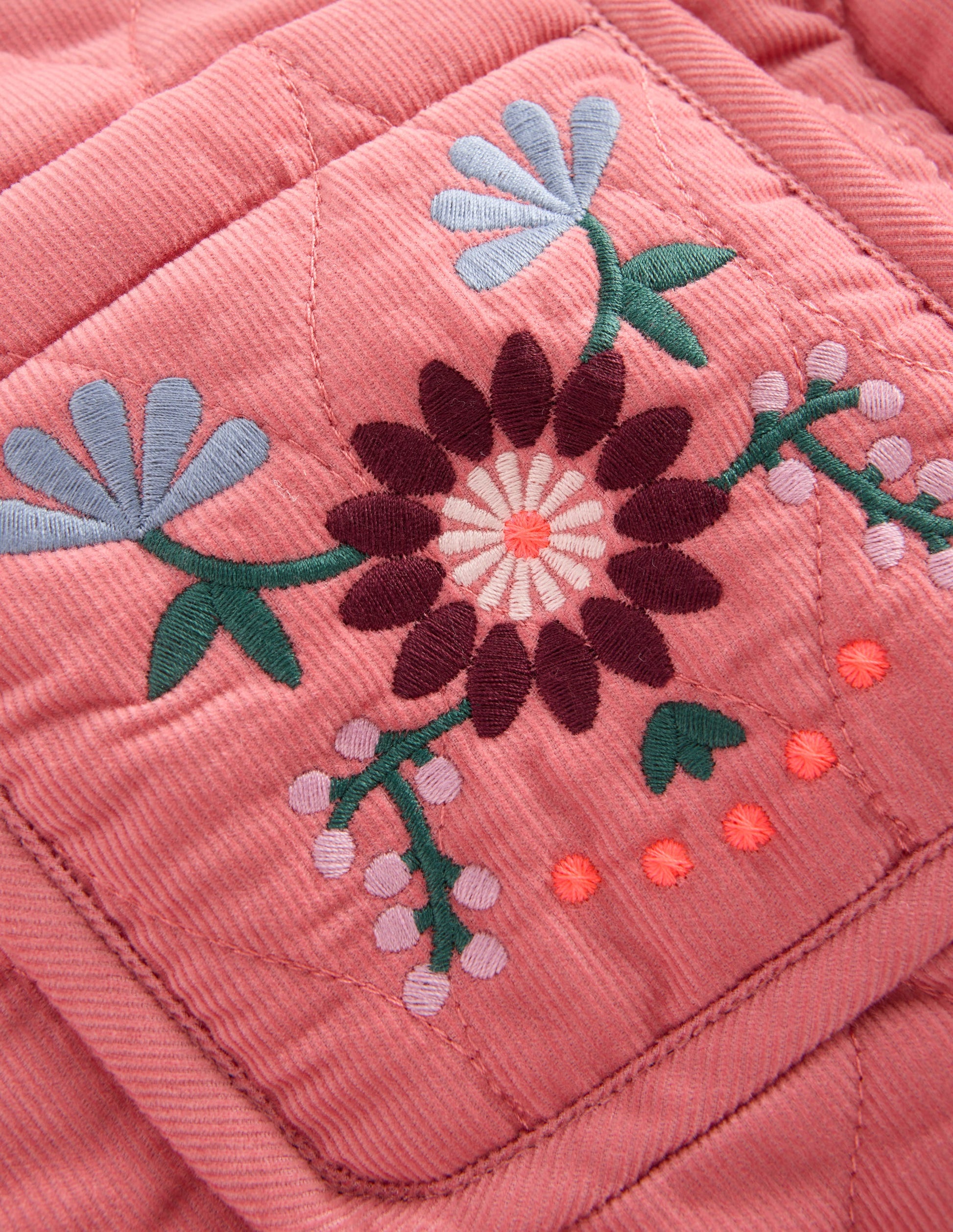 Quilted Cord Jacket-Heather Rose Floral Embroidery-3