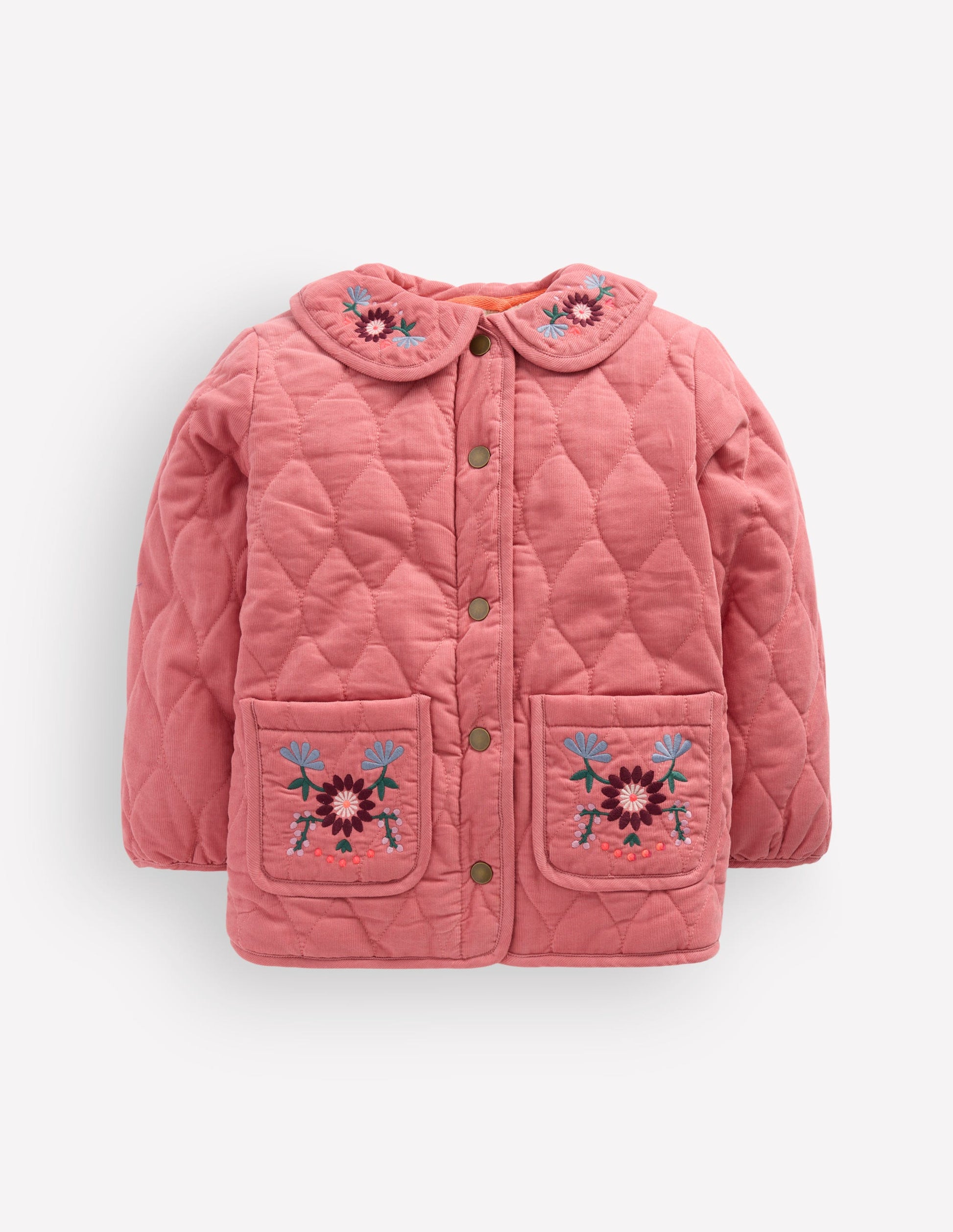 Quilted Cord Jacket-Heather Rose Floral Embroidery-1