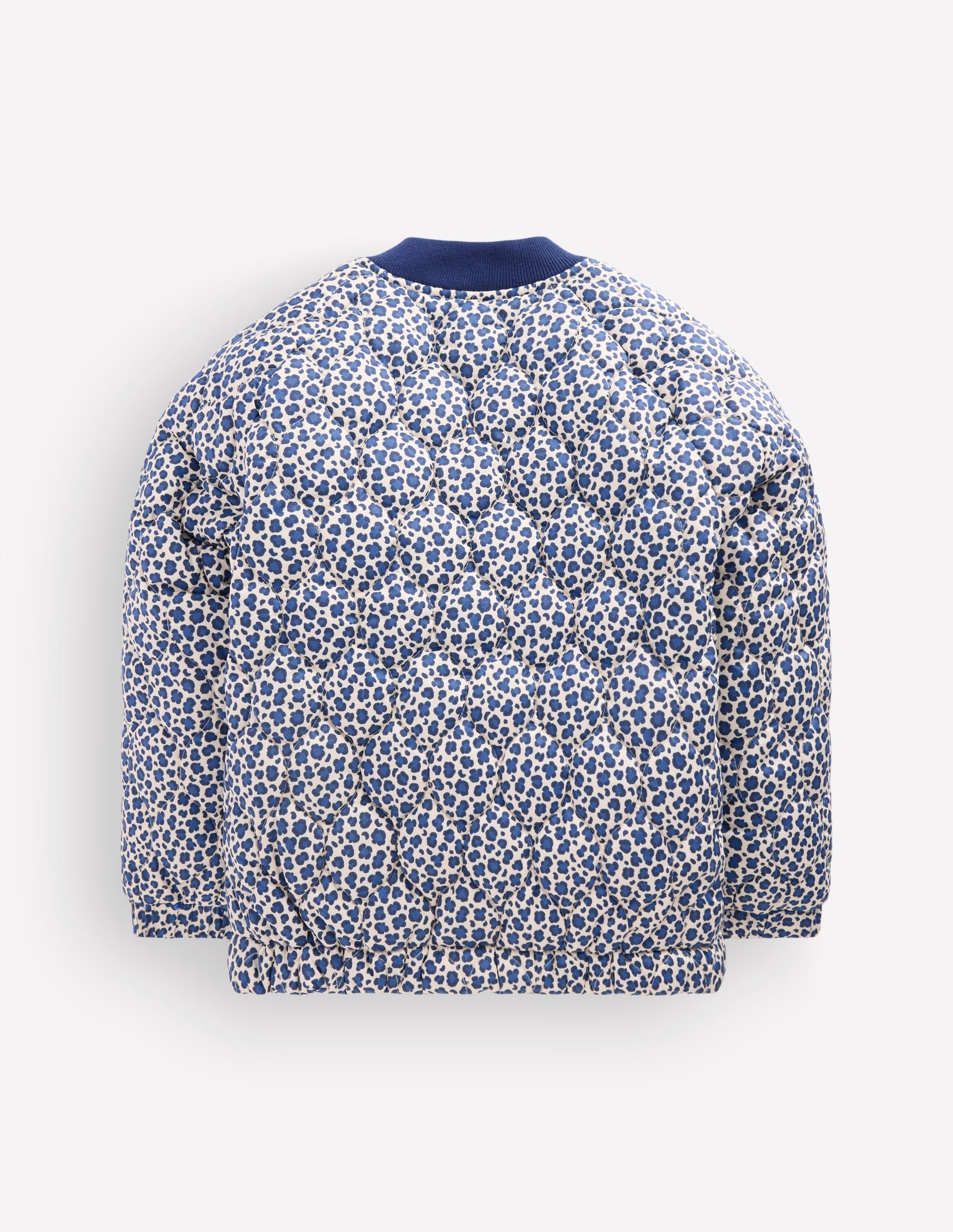 Quilted Bomber Jacket-Calico White/ Blue Leopard-2