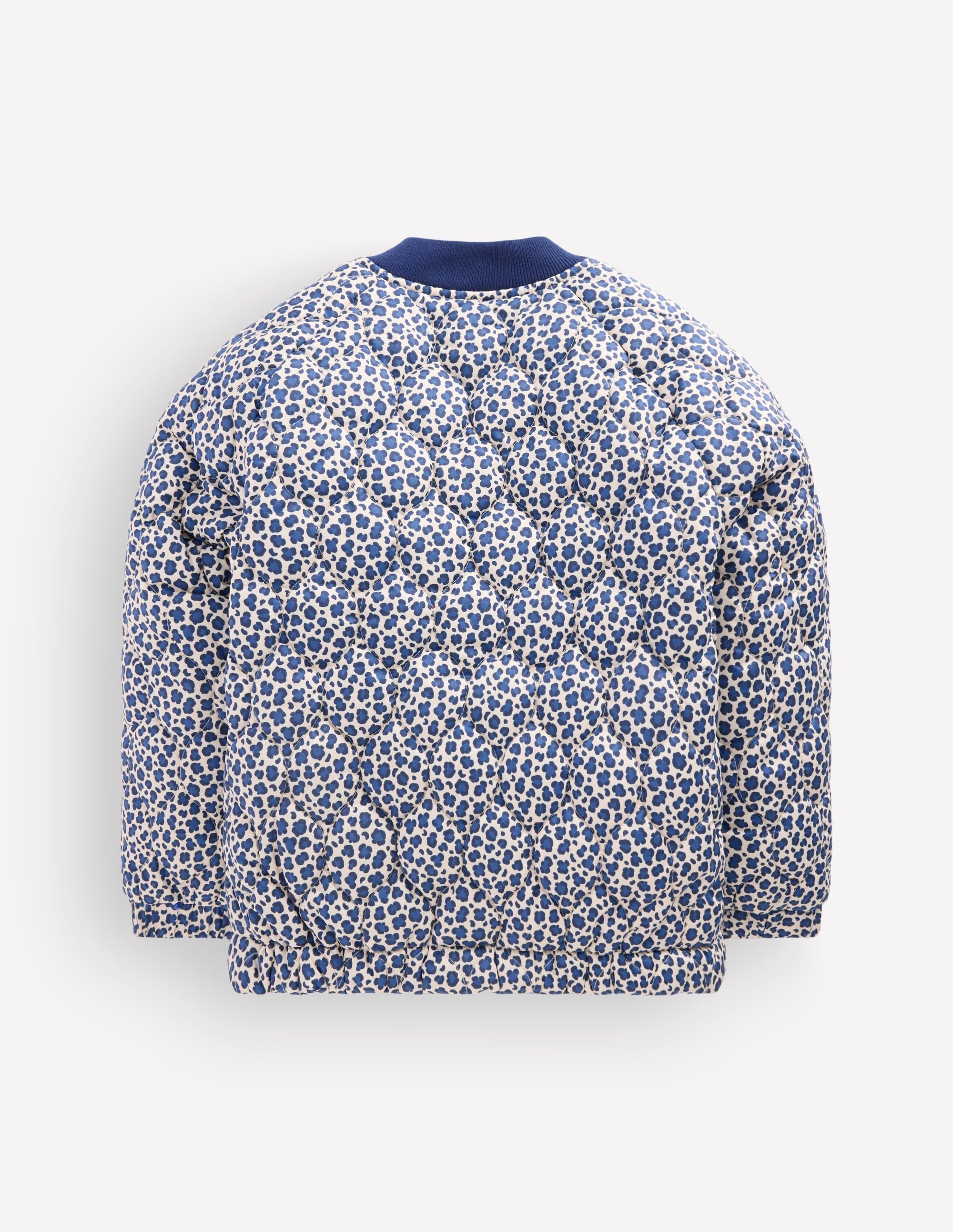 Quilted Bomber Jacket-Calico White/ Blue Leopard - Image 2