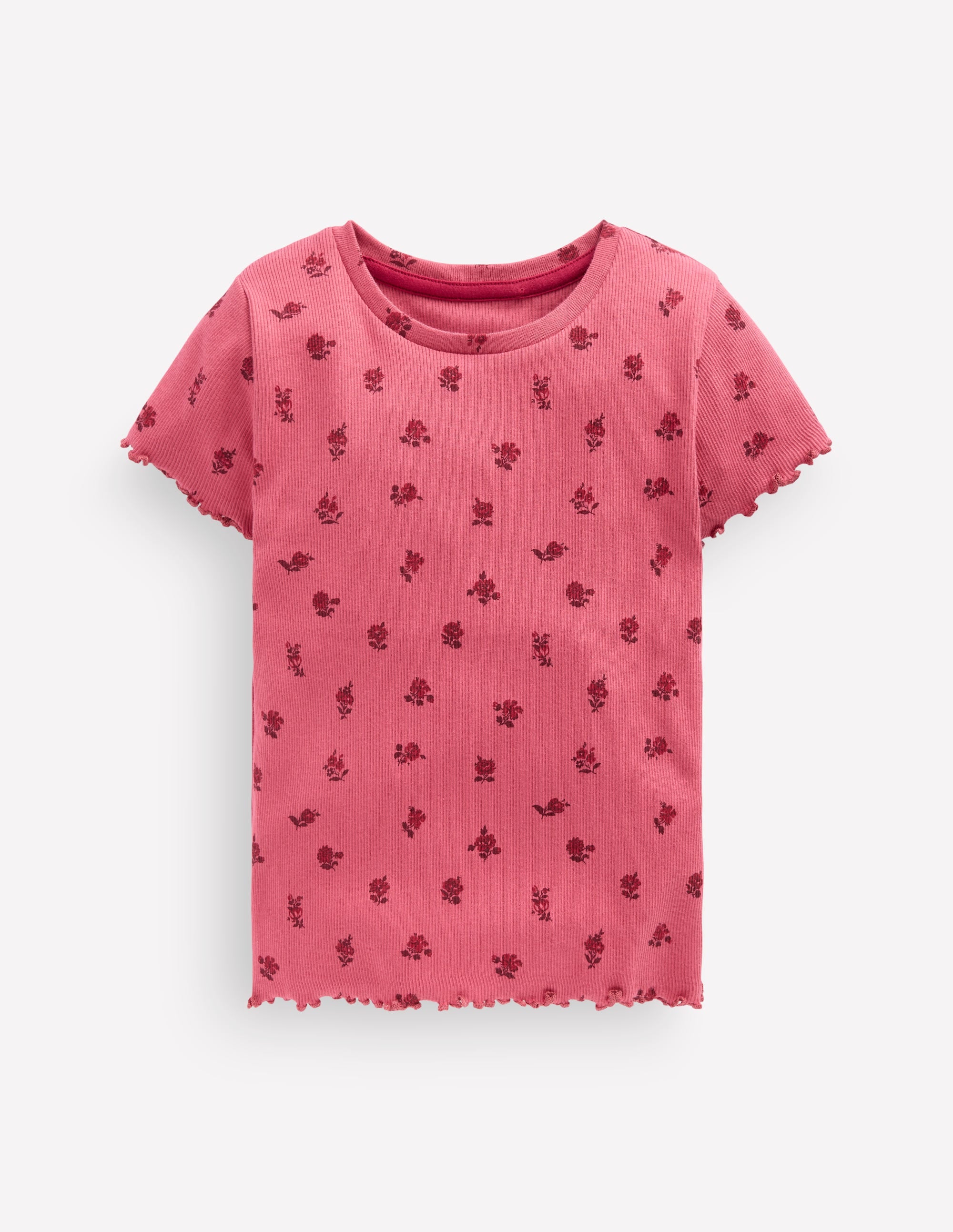 Short Sleeve Rib T-Shirt-Red Floral - Image 1