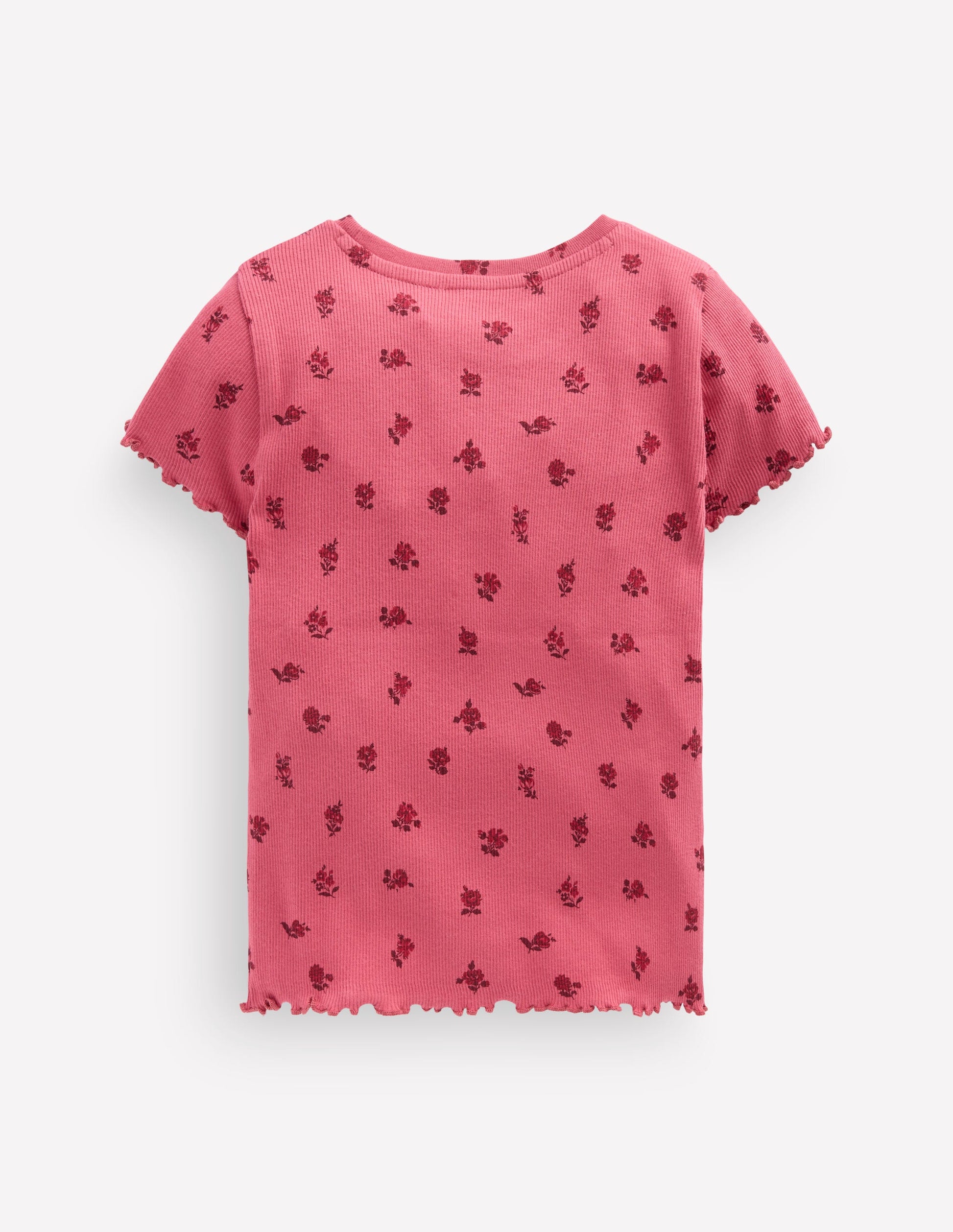 Short Sleeve Rib T-Shirt-Red Floral-2