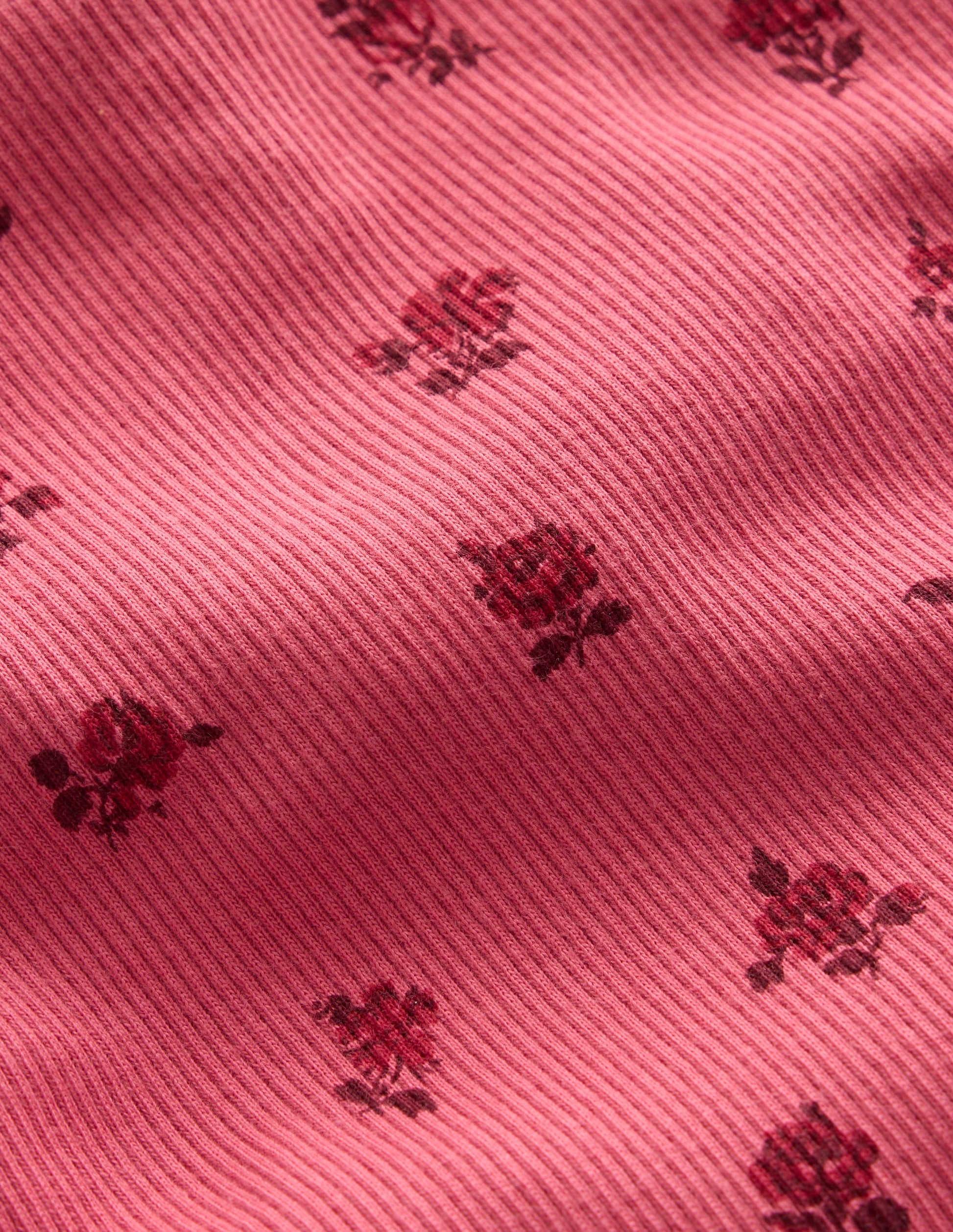 Short Sleeve Rib T-Shirt-Red Floral-3