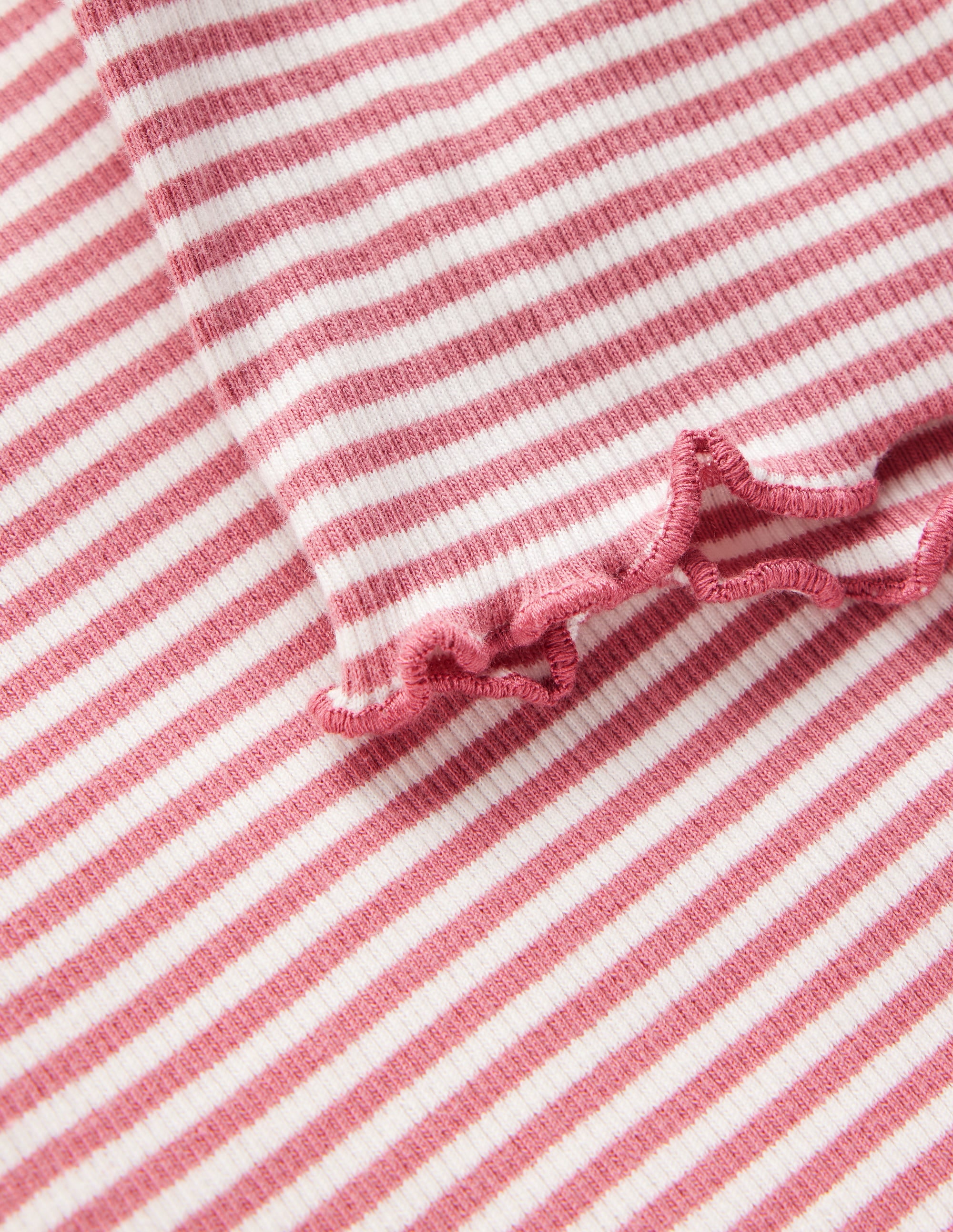 Short Sleeve Rib T-Shirt-Pink Stripe - Image 4