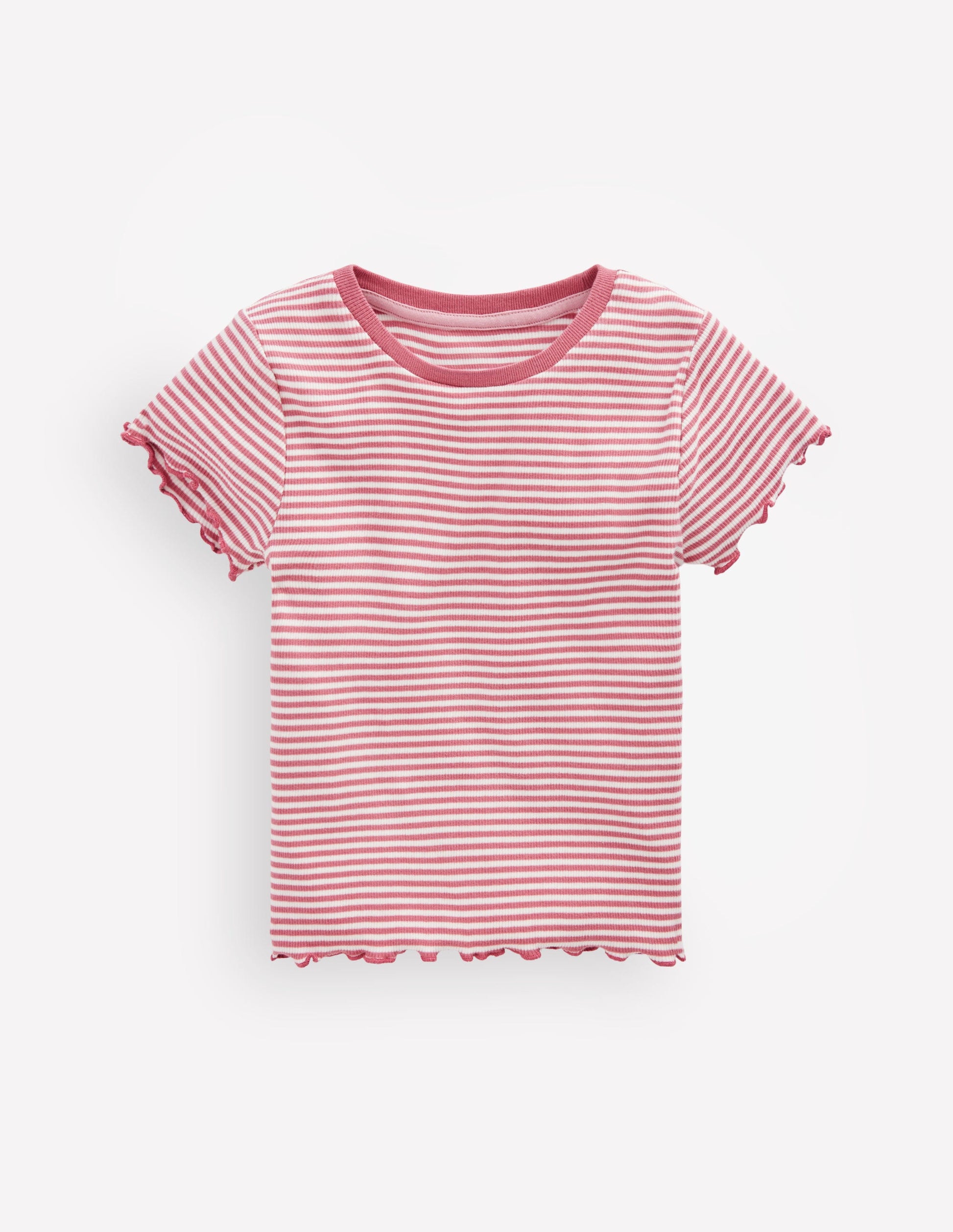 Short Sleeve Rib T-Shirt-Pink Stripe-2