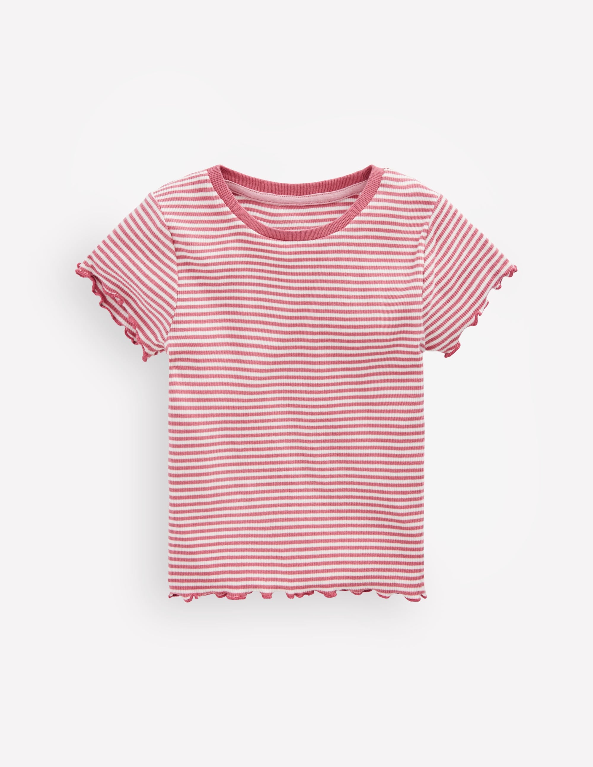 Short Sleeve Rib T-Shirt-Pink Stripe - Image 2
