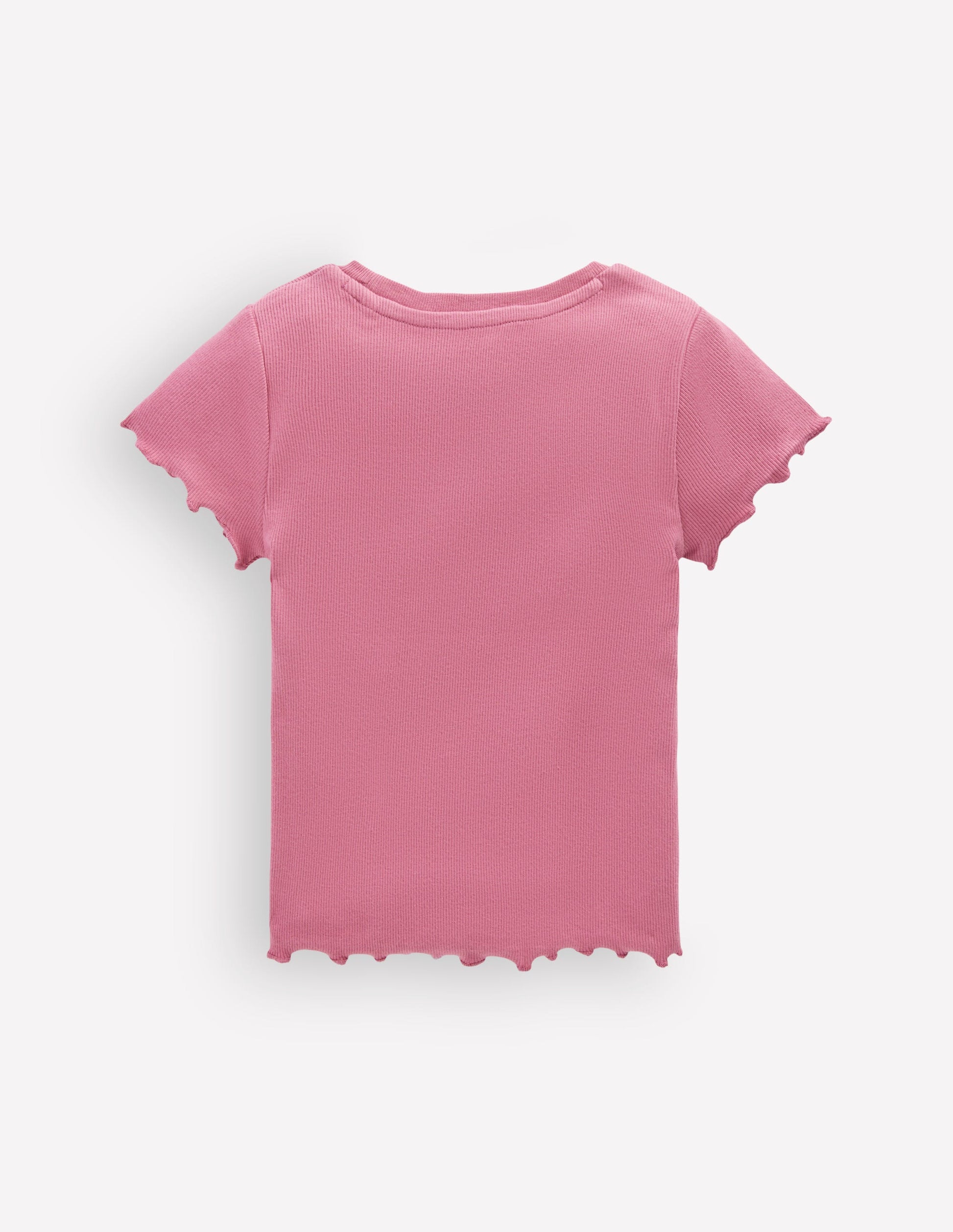 Short Sleeve Rib T-Shirt-Pink-2