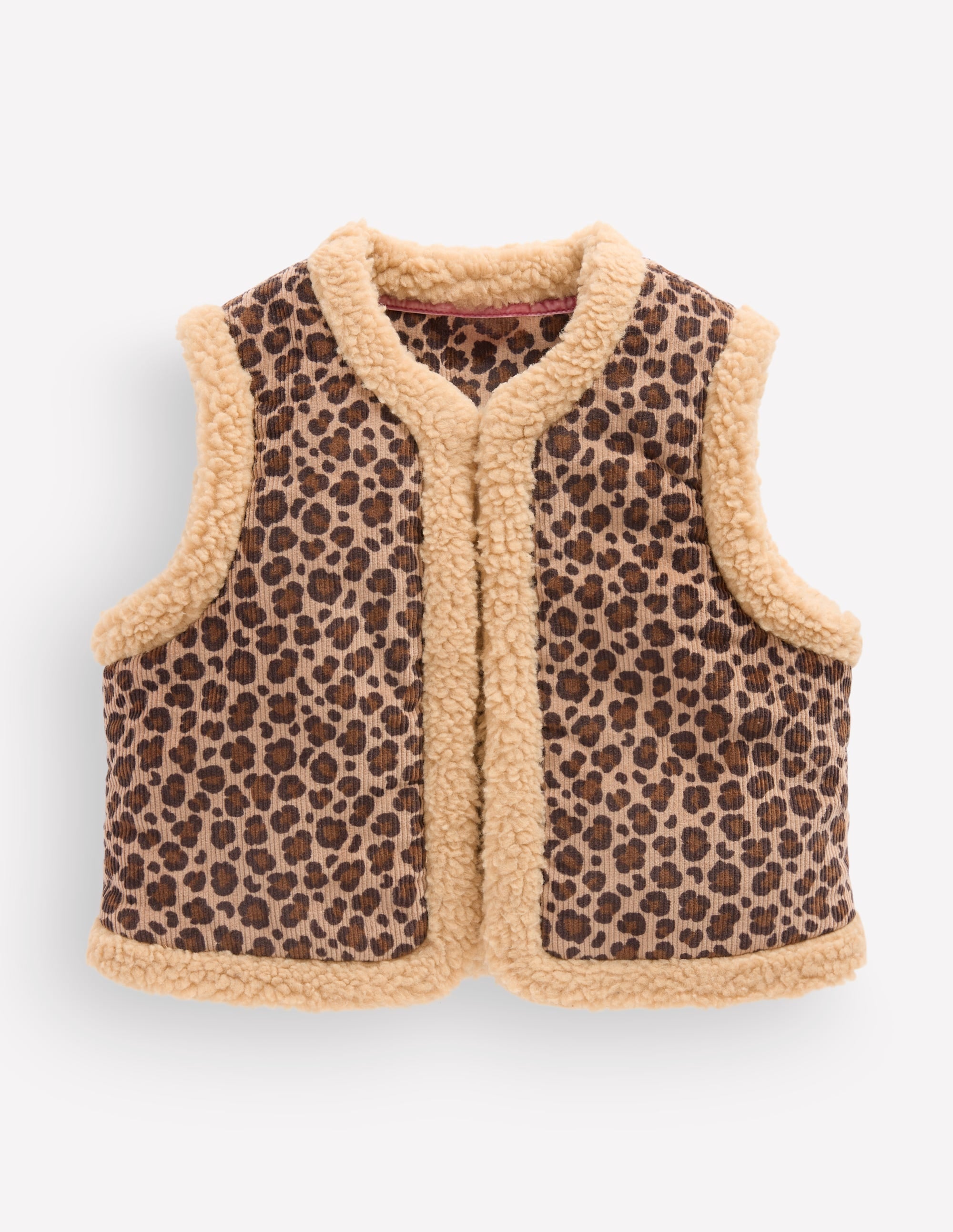 Borg Trim Vest - Brown Leopard | Boden USA