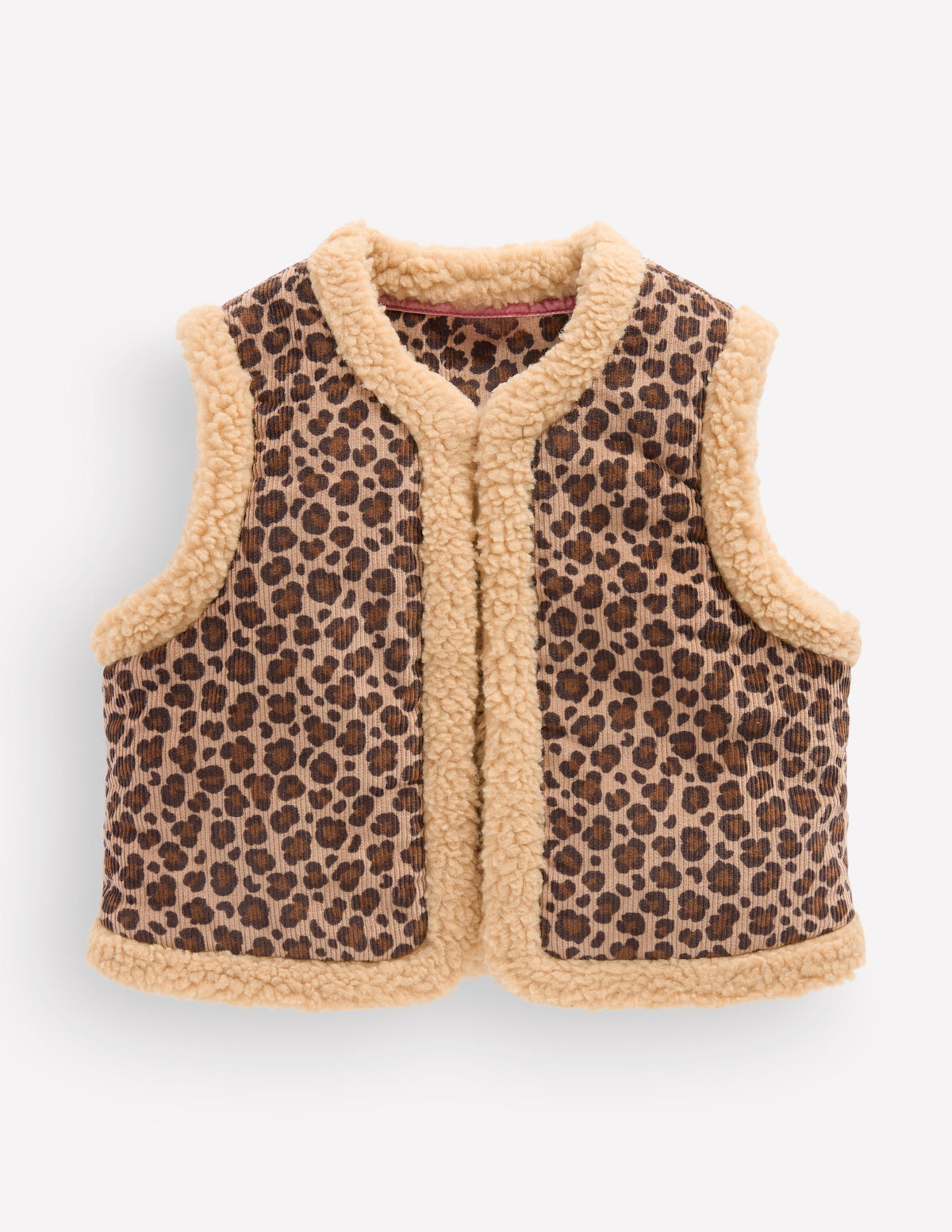 Borg Trim Vest-Brown Leopard - Image 1