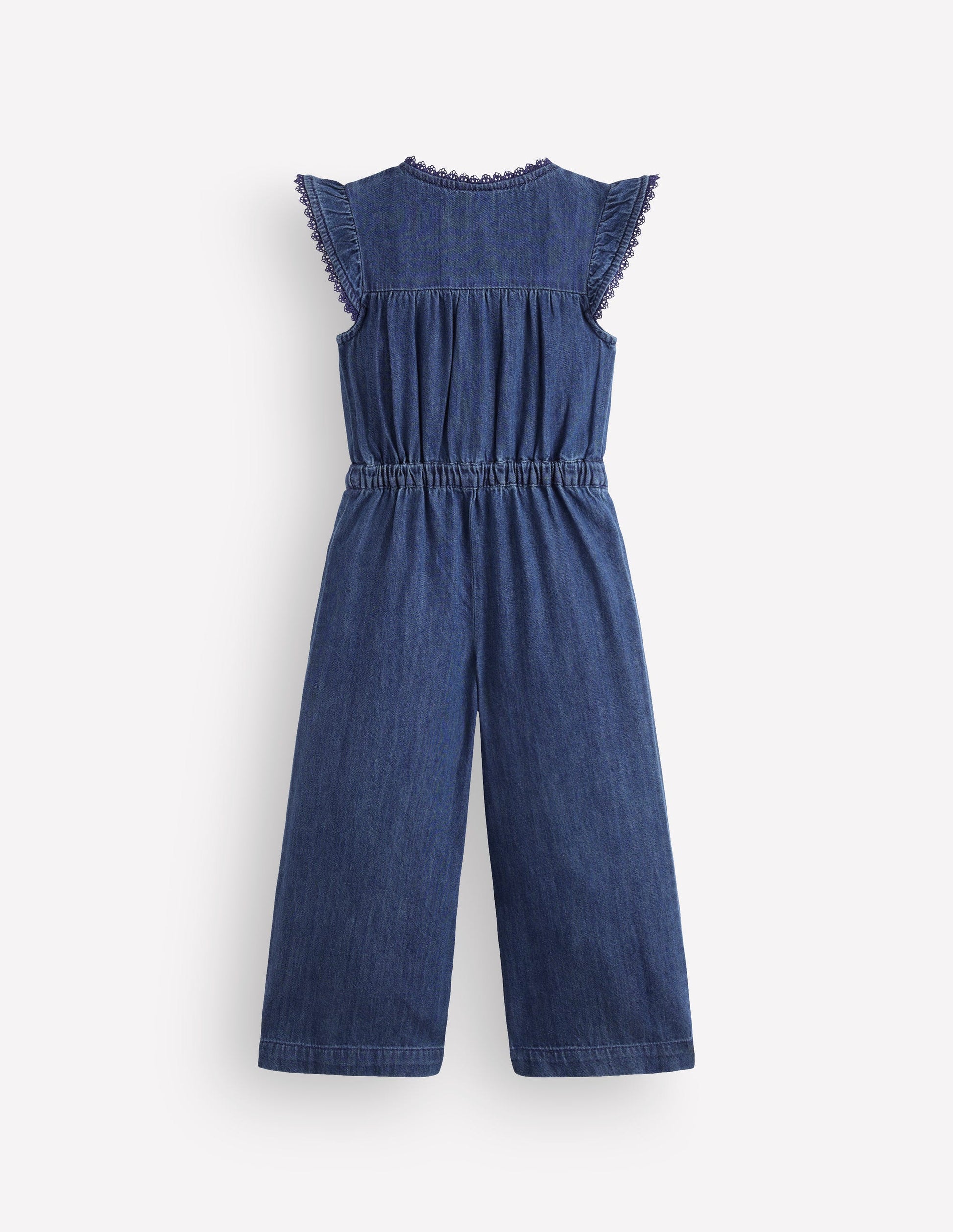 Flutter Sleeve Denim Jumpsuit-Mid Vintage-5