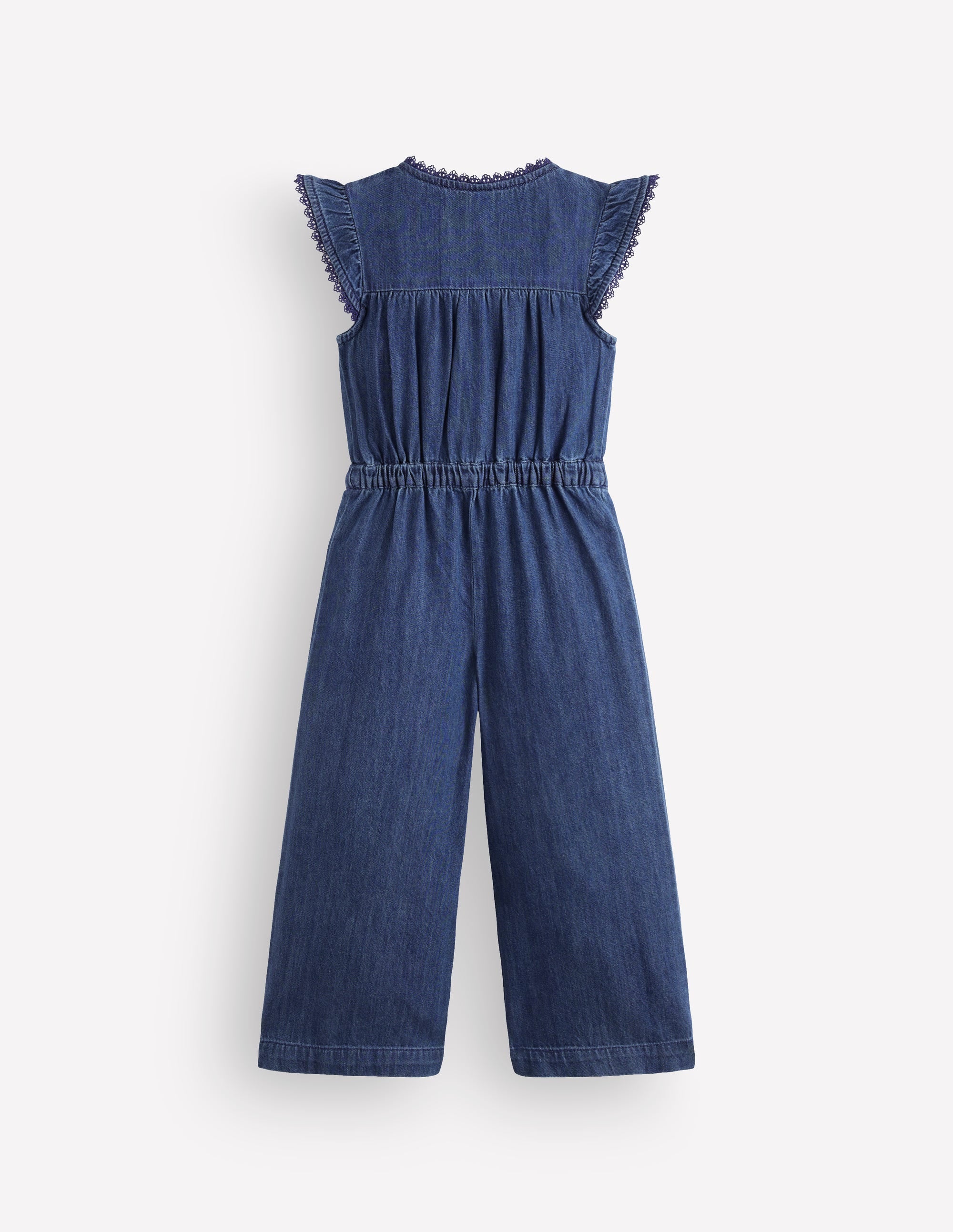 Flutter Sleeve Denim Jumpsuit-Mid Vintage - Image 5