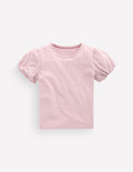 Puff Sleeve Jersey Top-Pink Heather