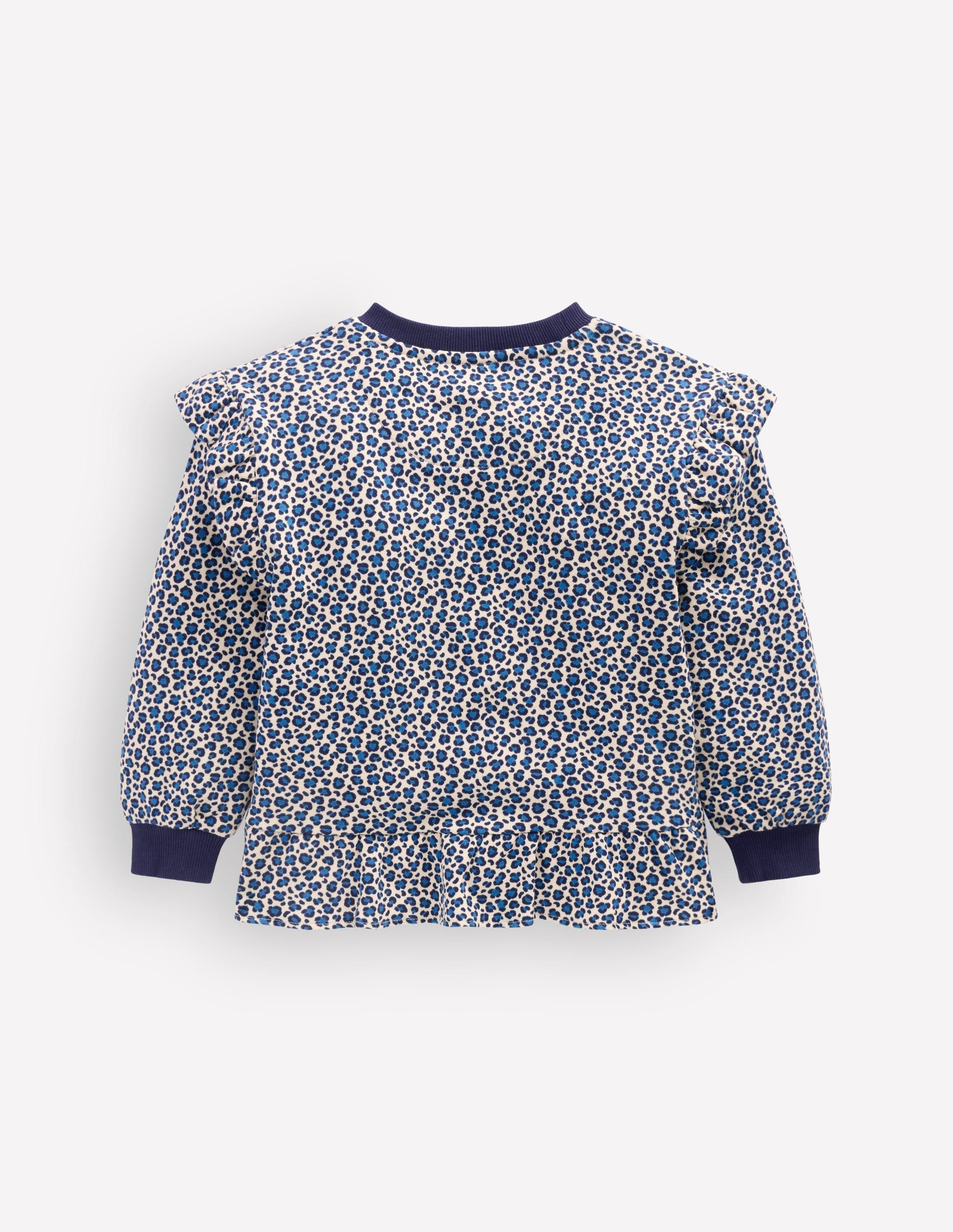 Pretty Frill Sweatshirt-Calico White/ Blue Leopard-2
