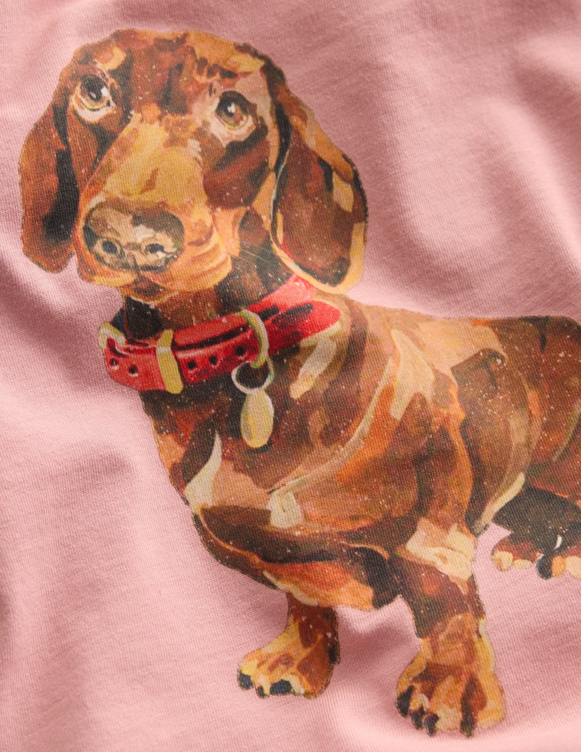 Short Sleeve Printed T-shirt-Pink Sausage Dog-3