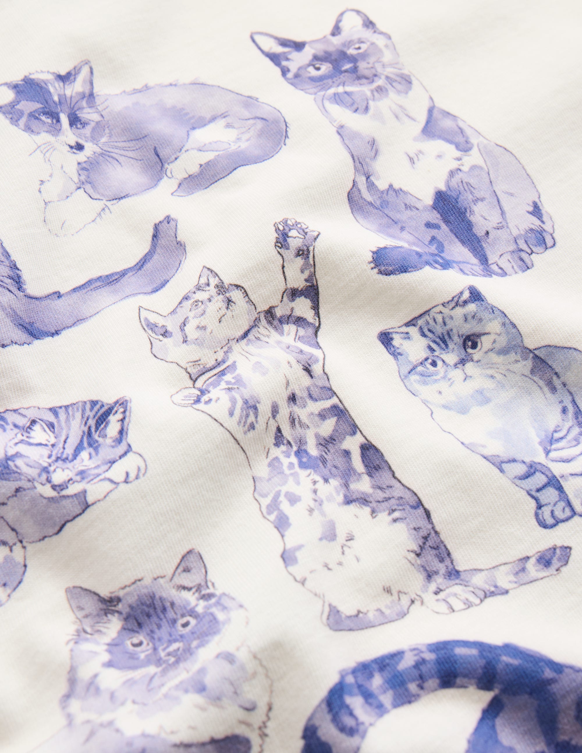 Short Sleeve Printed T-shirt-Soft Ivory Cats - Image 3