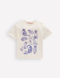 Short Sleeve Printed T-shirt-Soft Ivory Cats