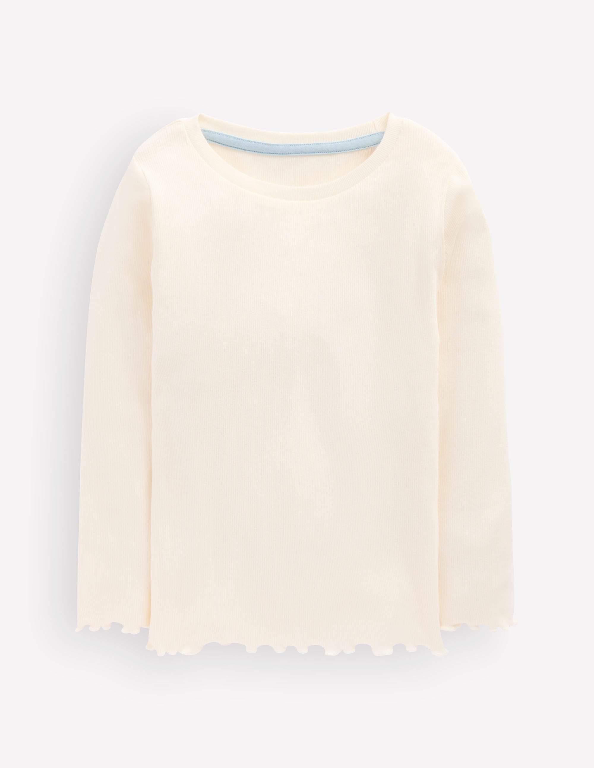 Ribbed Long Sleeve T-Shirt-Soft Ivory - Image 1
