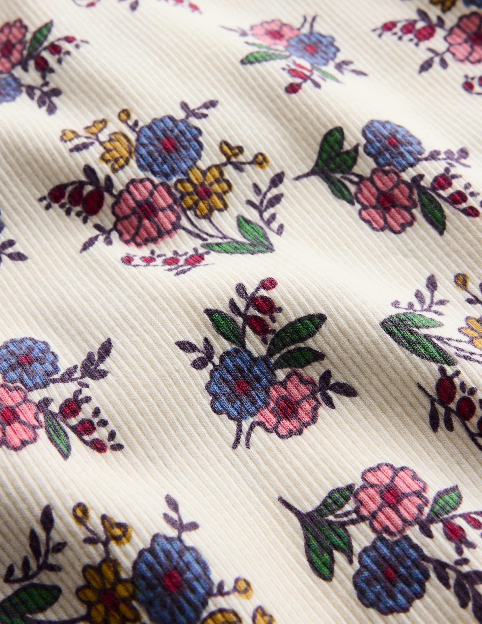 Ribbed Long Sleeve T-Shirt-Soft Ivory Ditsy Floral - Image 3