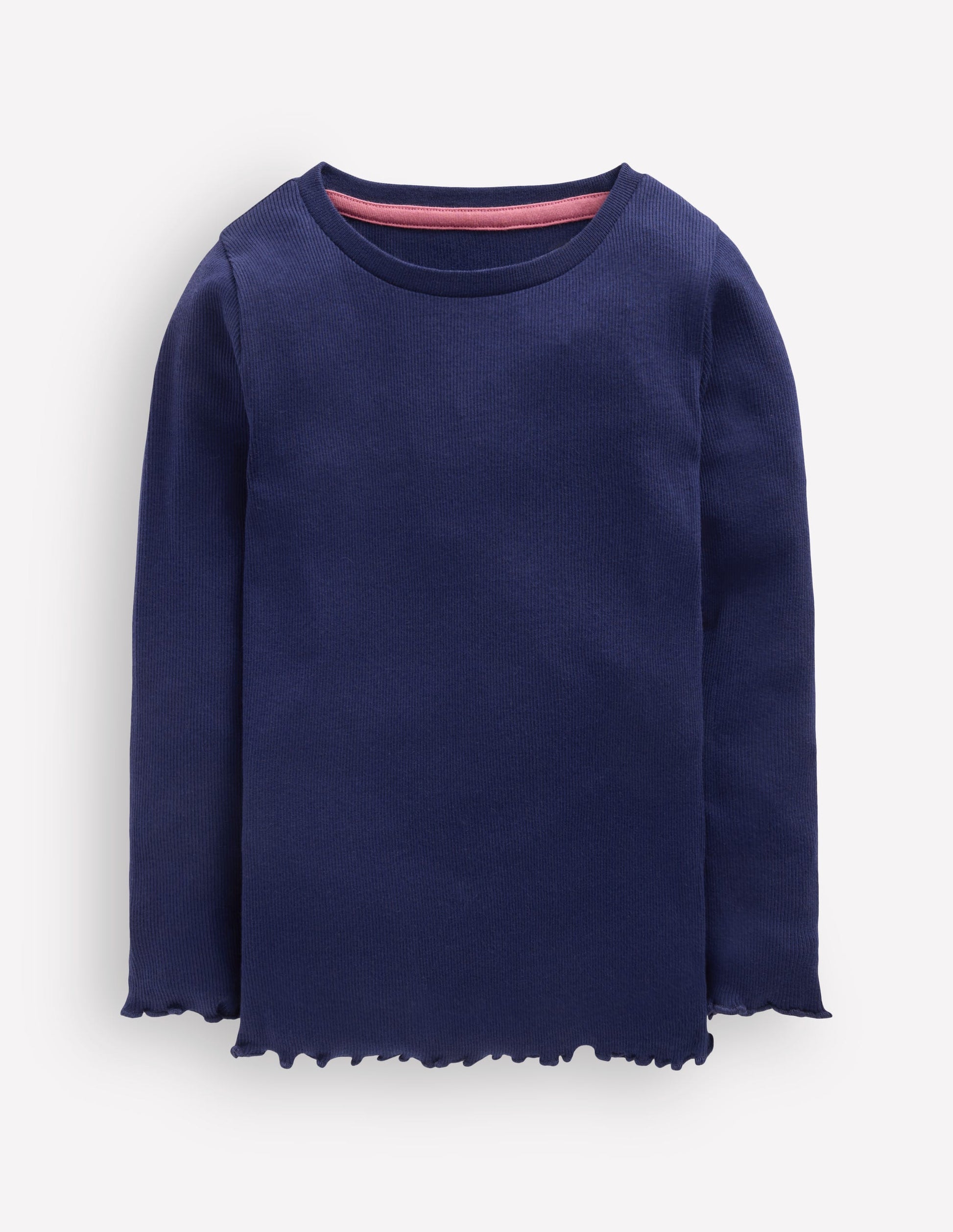 Ribbed Long Sleeve T-Shirt-College Navy-1