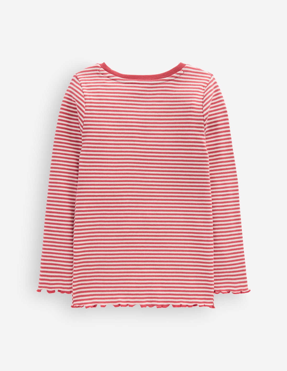 Ribbed Long Sleeve T-Shirt-Pink/ Soft Ivory Stripe-2