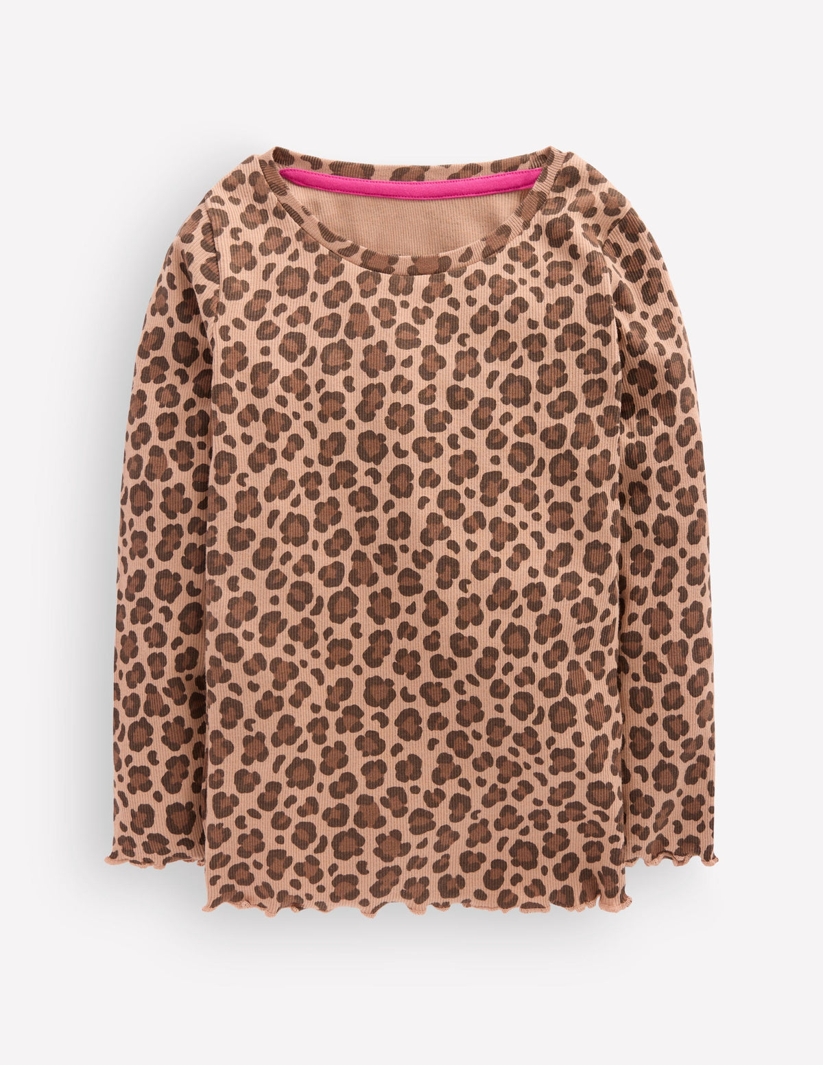 Ribbed Long Sleeve T-Shirt-Milk Chocolate Brown leopard - Image 1