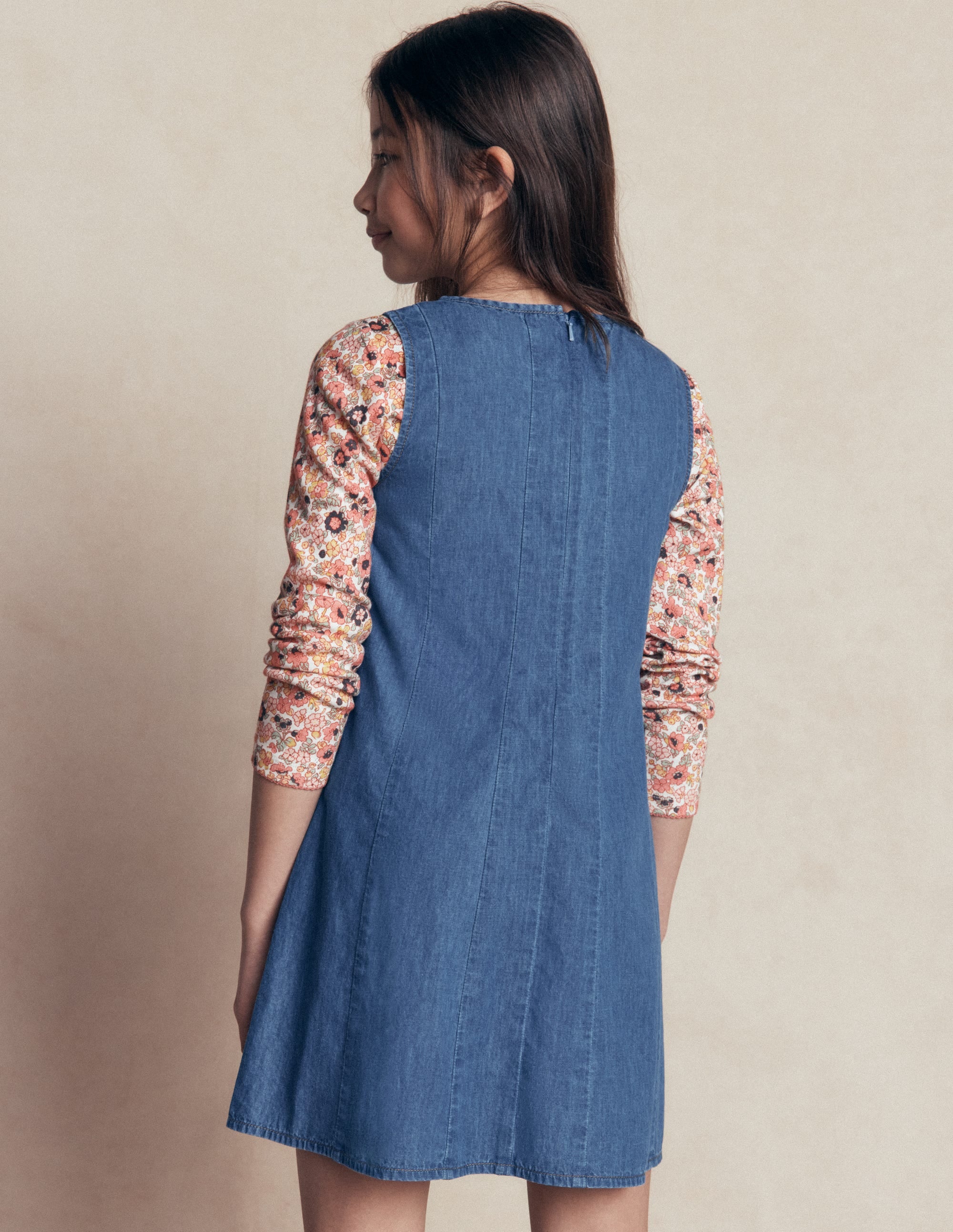 Willa Pinafore Dress-Mid Denim - Image 2