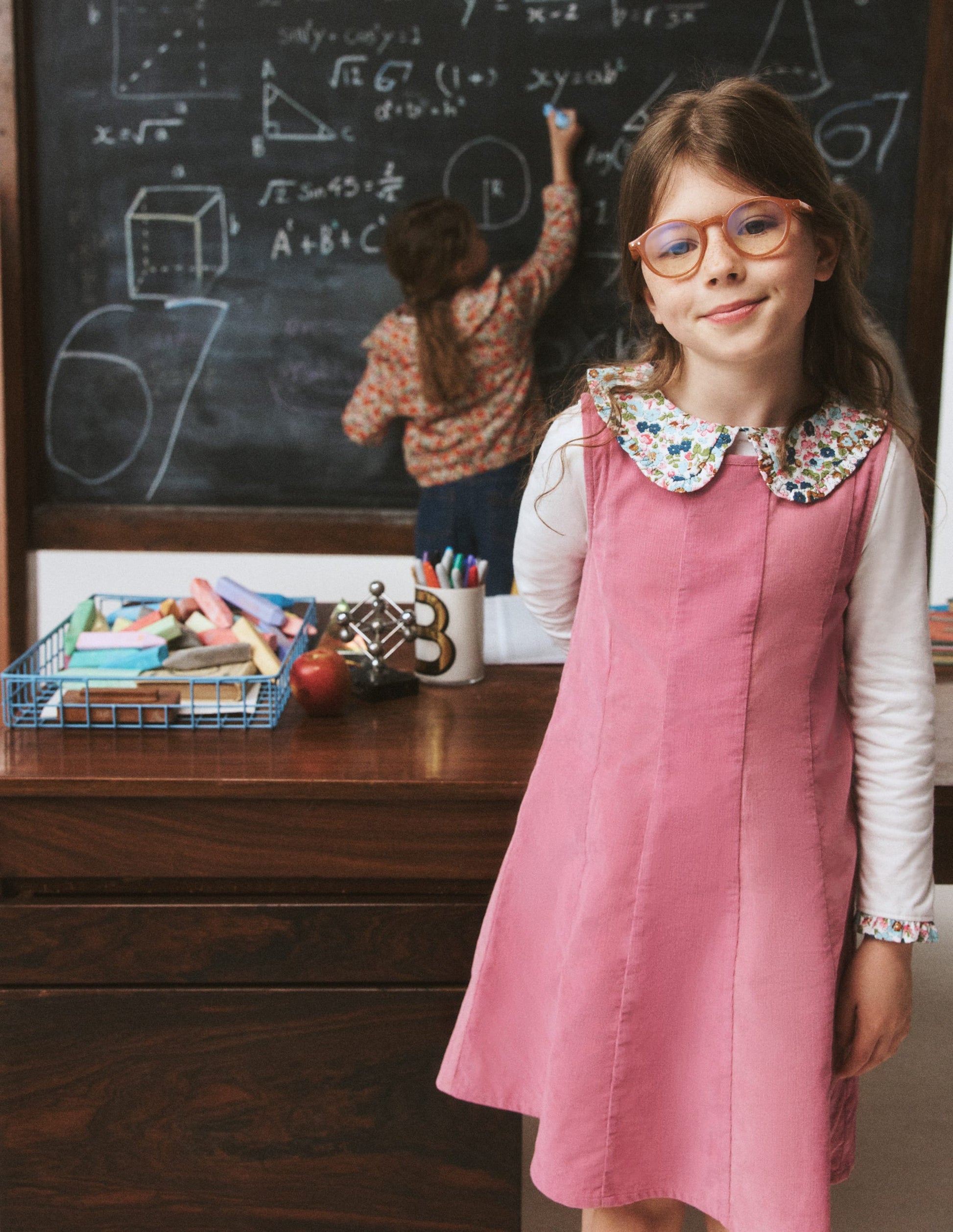 Boden Girls Willa Pinafore Dress in Pink