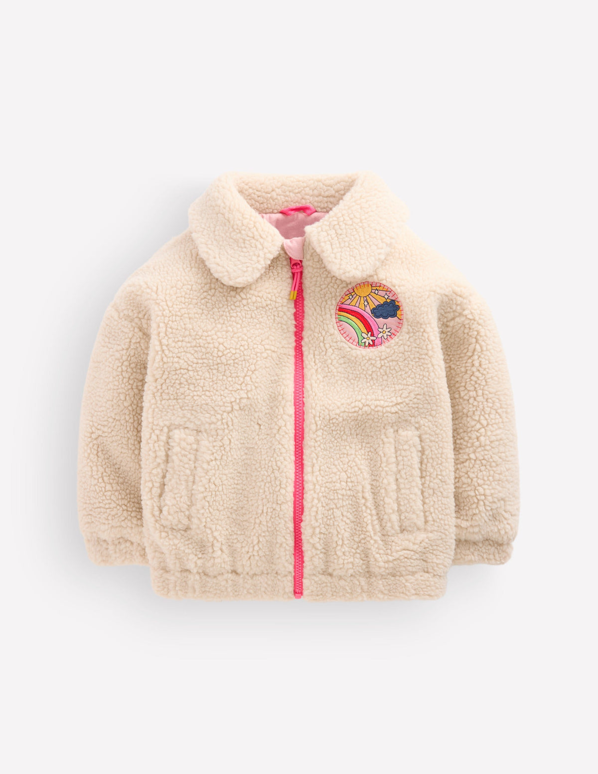 Collared Borg Jacket-Ivory Borg Logo - Image 2