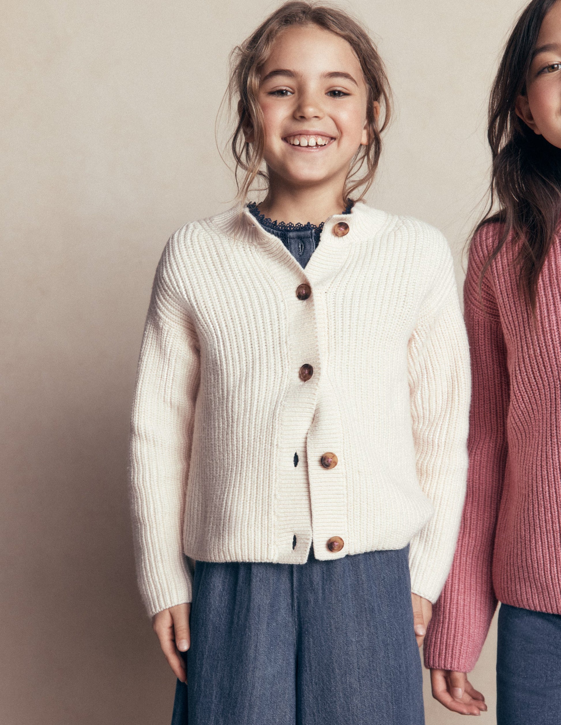 Chunky Everyday Cardigan-Ecru Marl-1